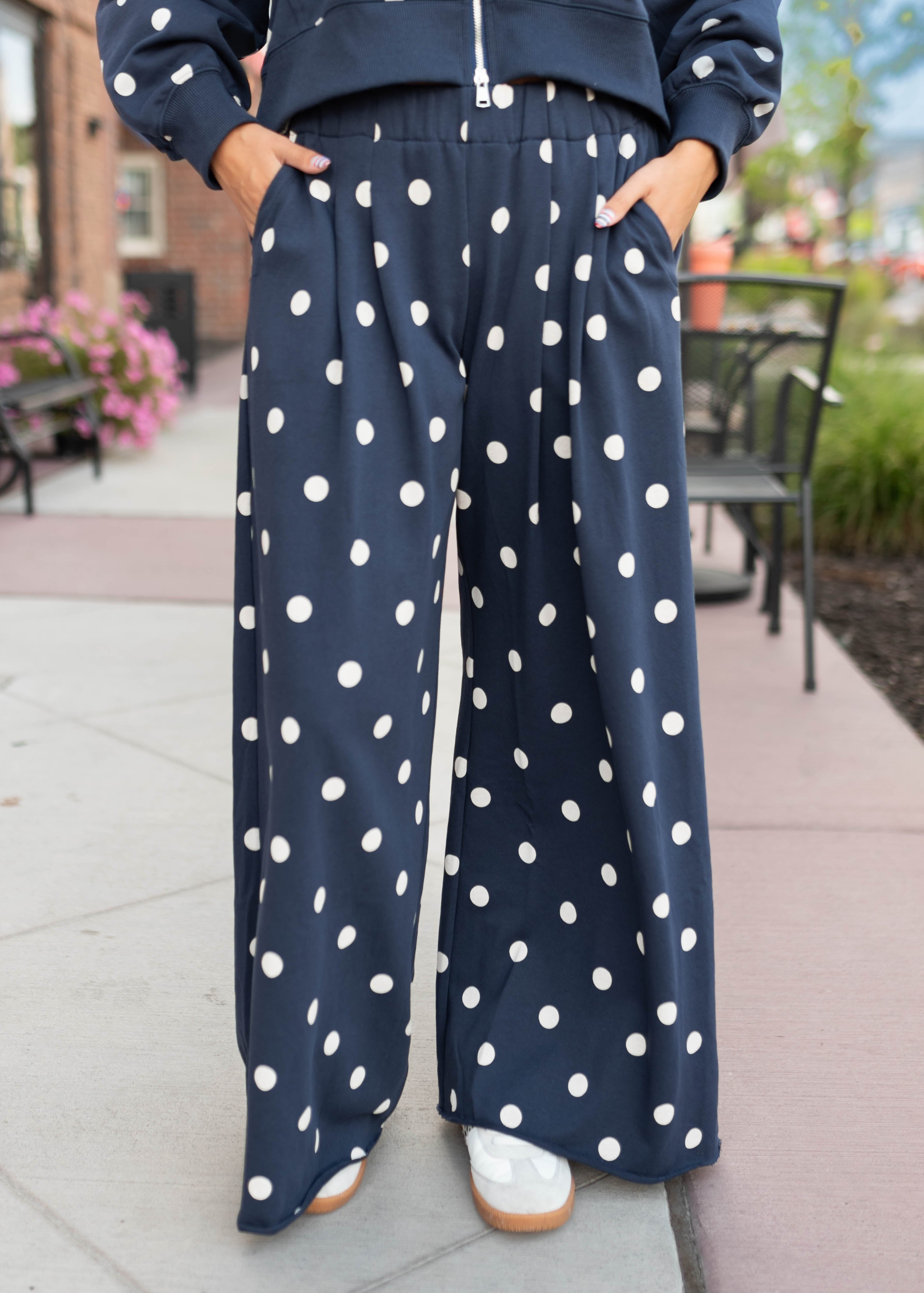 Erica Navy & Ivory Polka Dot Lounge Pants