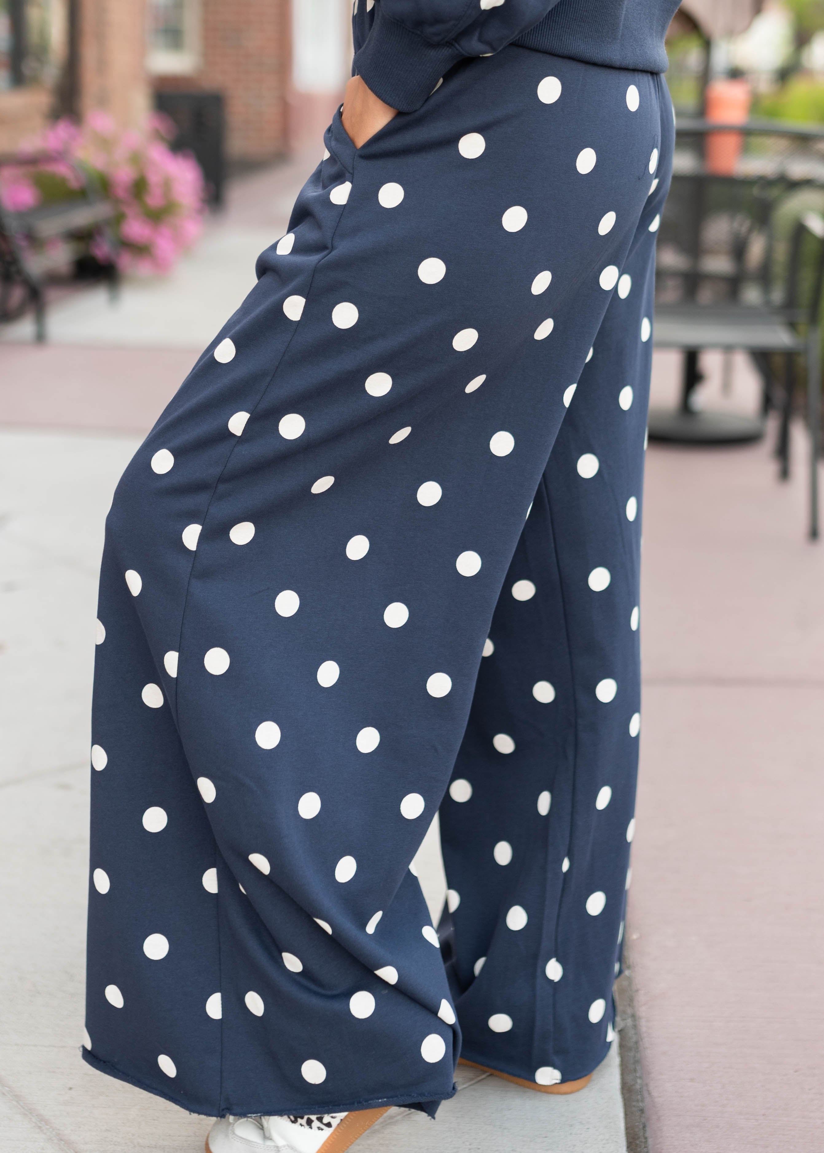 Erica Navy & Ivory Polka Dot Lounge Pants