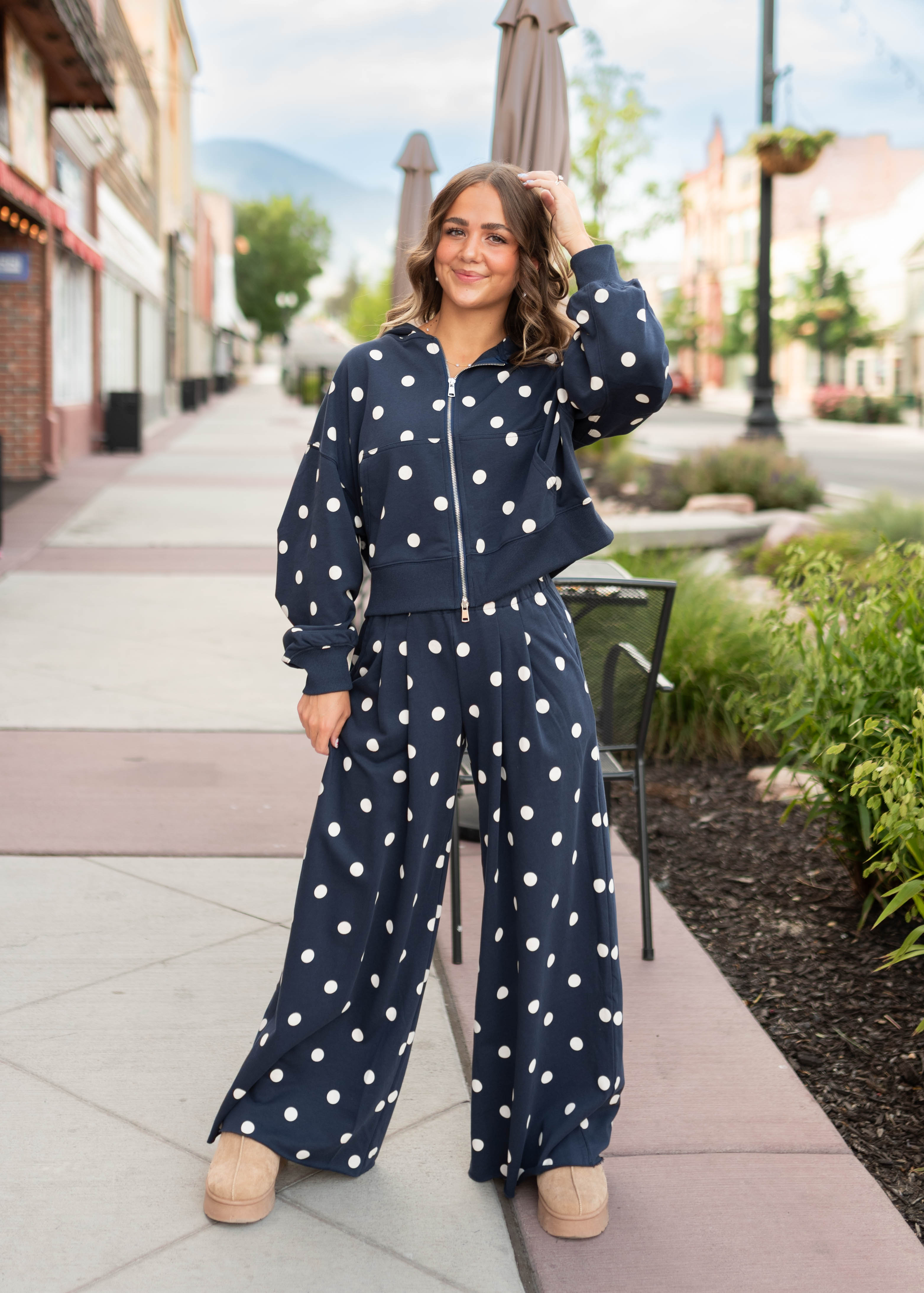 Erica Navy & Ivory Polka Dot Lounge Pants