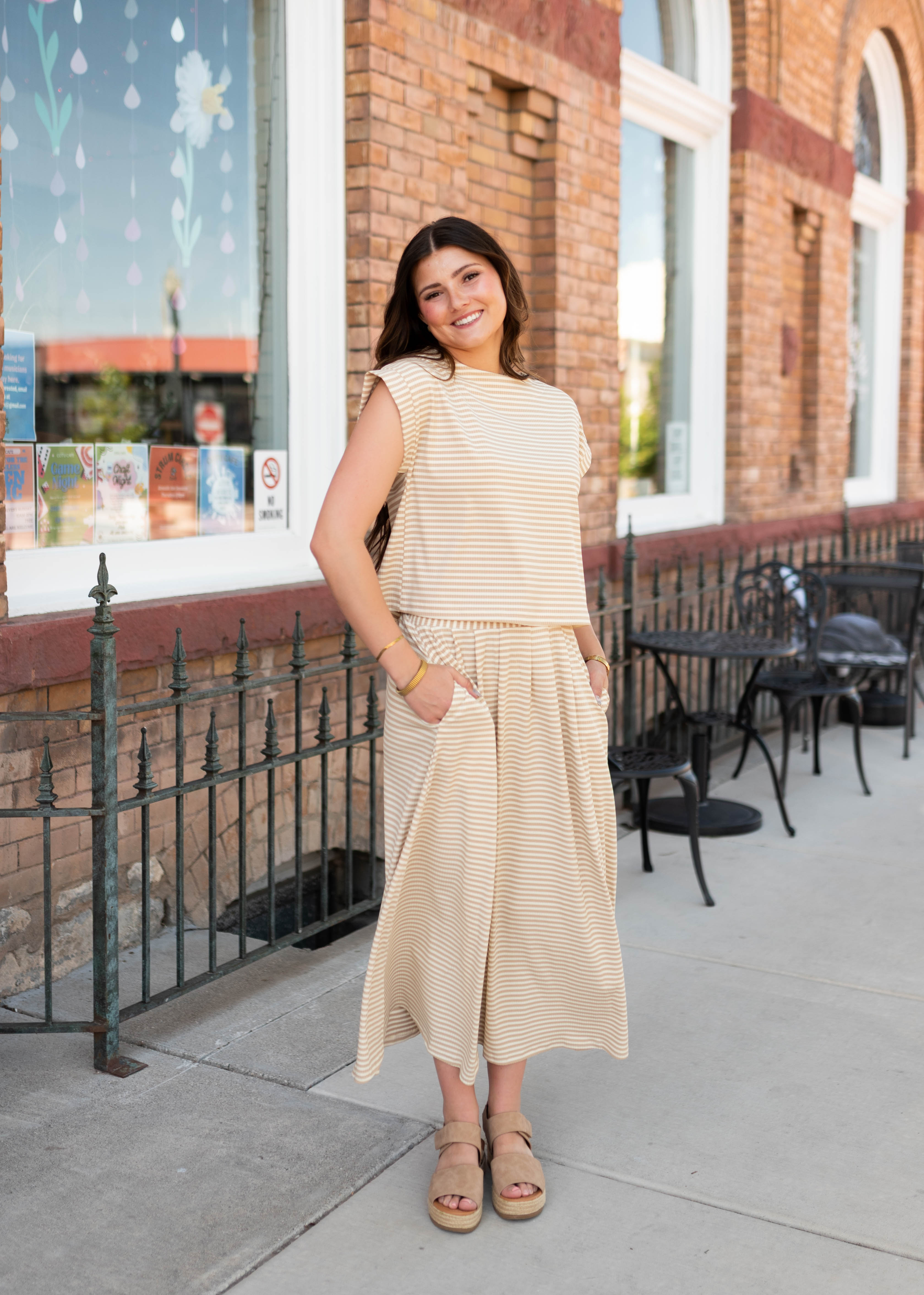 Piper Cream Striped Skirt