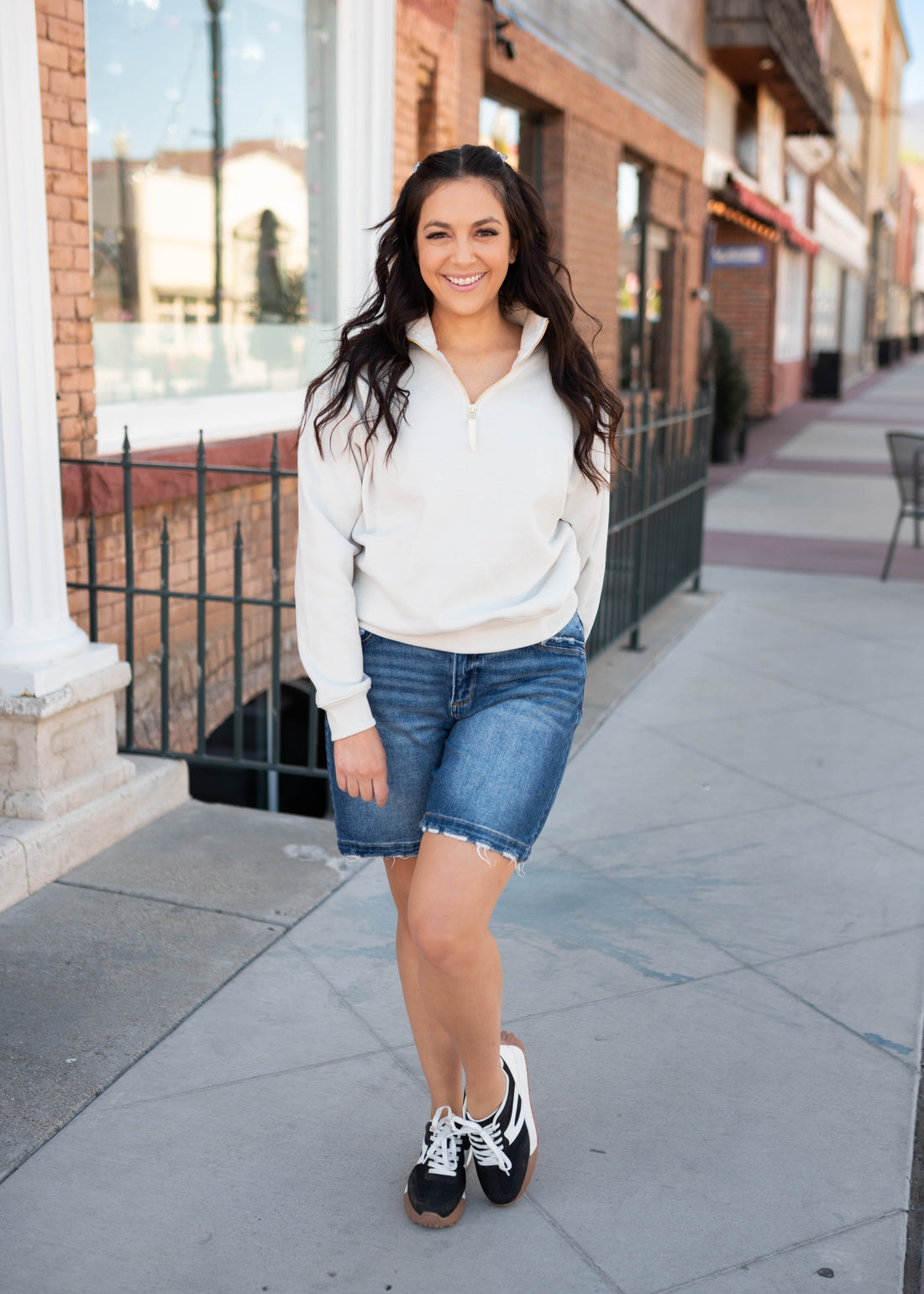 Eva Ivory Quarter Zip Sweatshirt