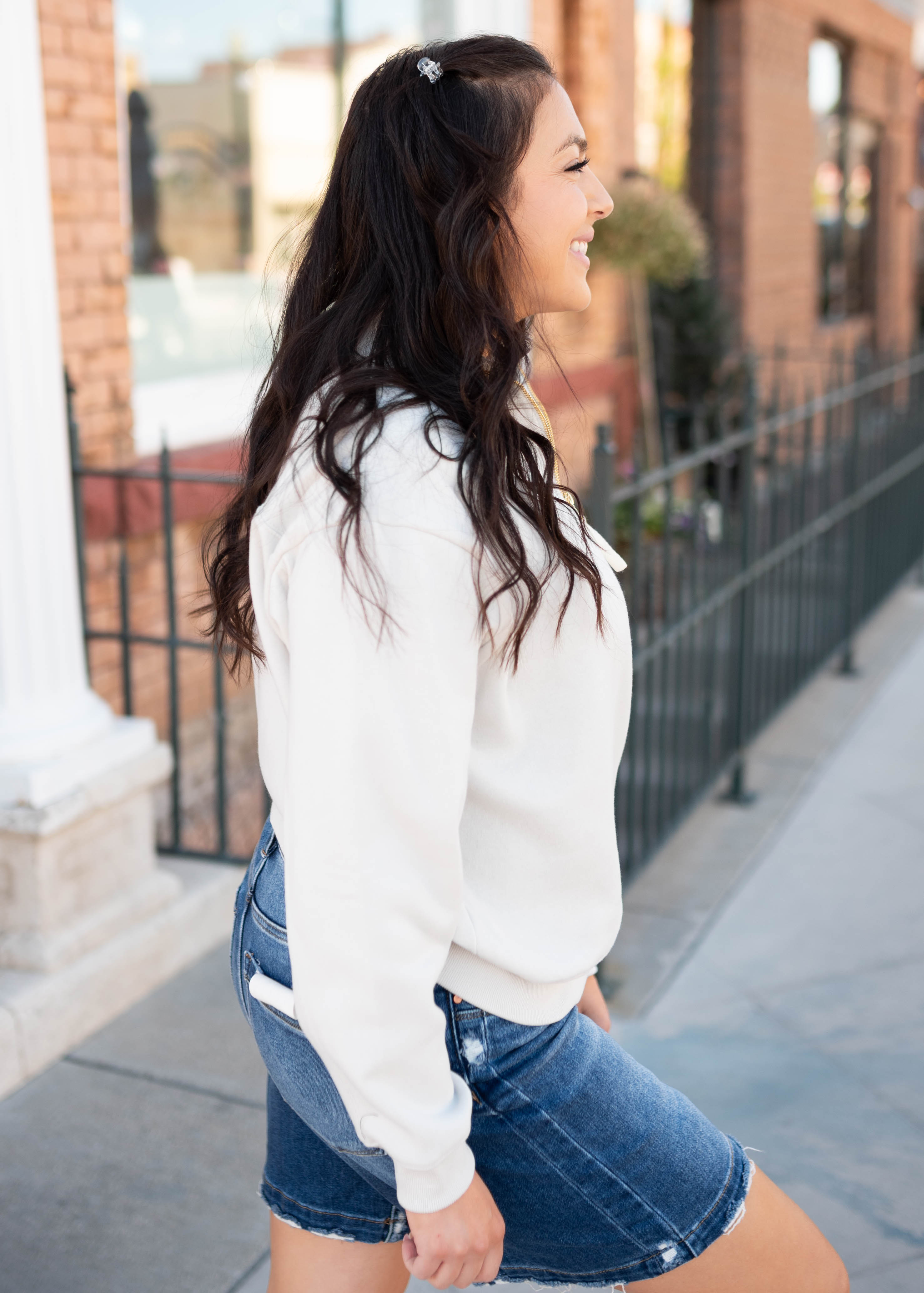 Eva Ivory Quarter Zip Sweatshirt