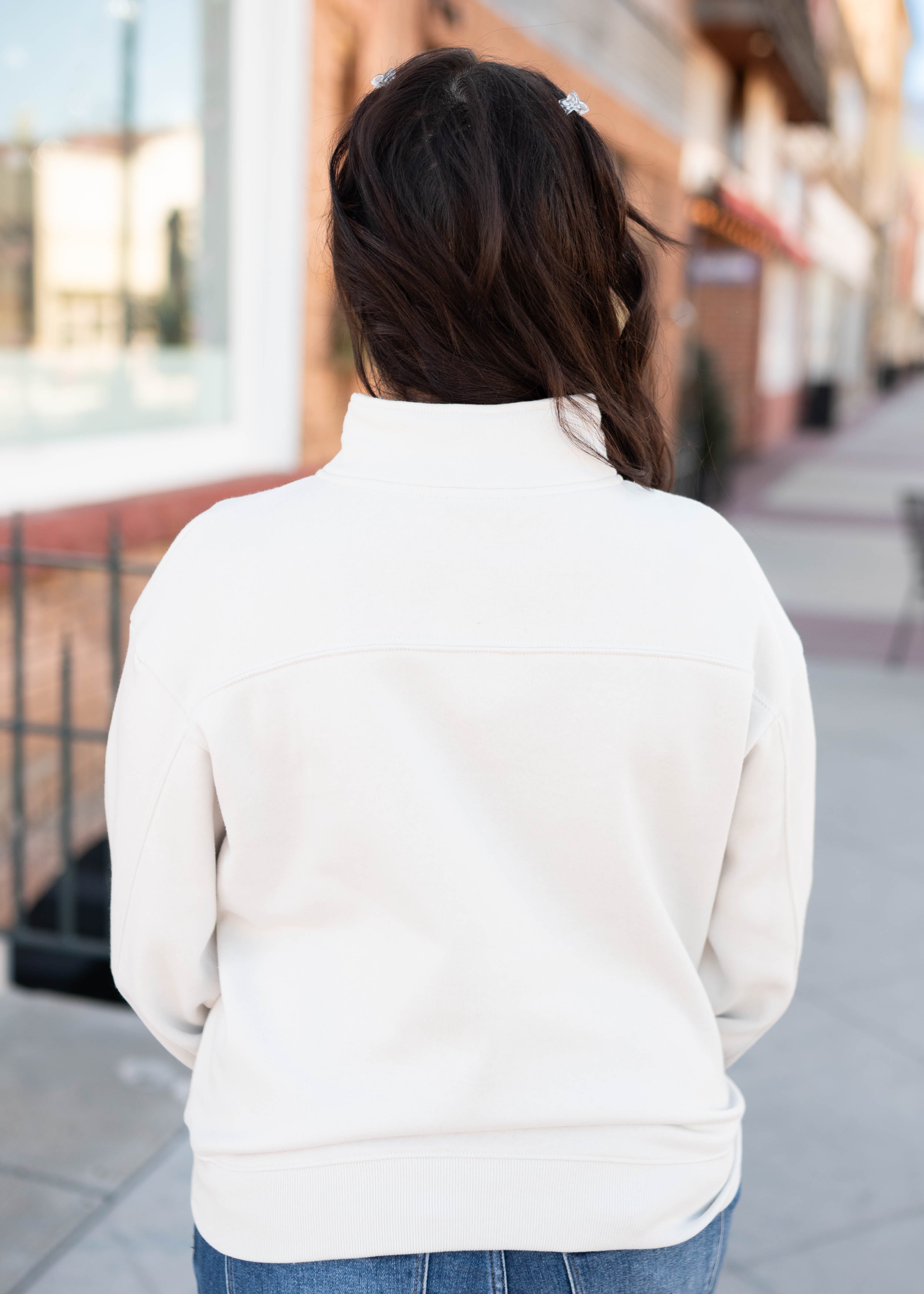 Eva Ivory Quarter Zip Sweatshirt