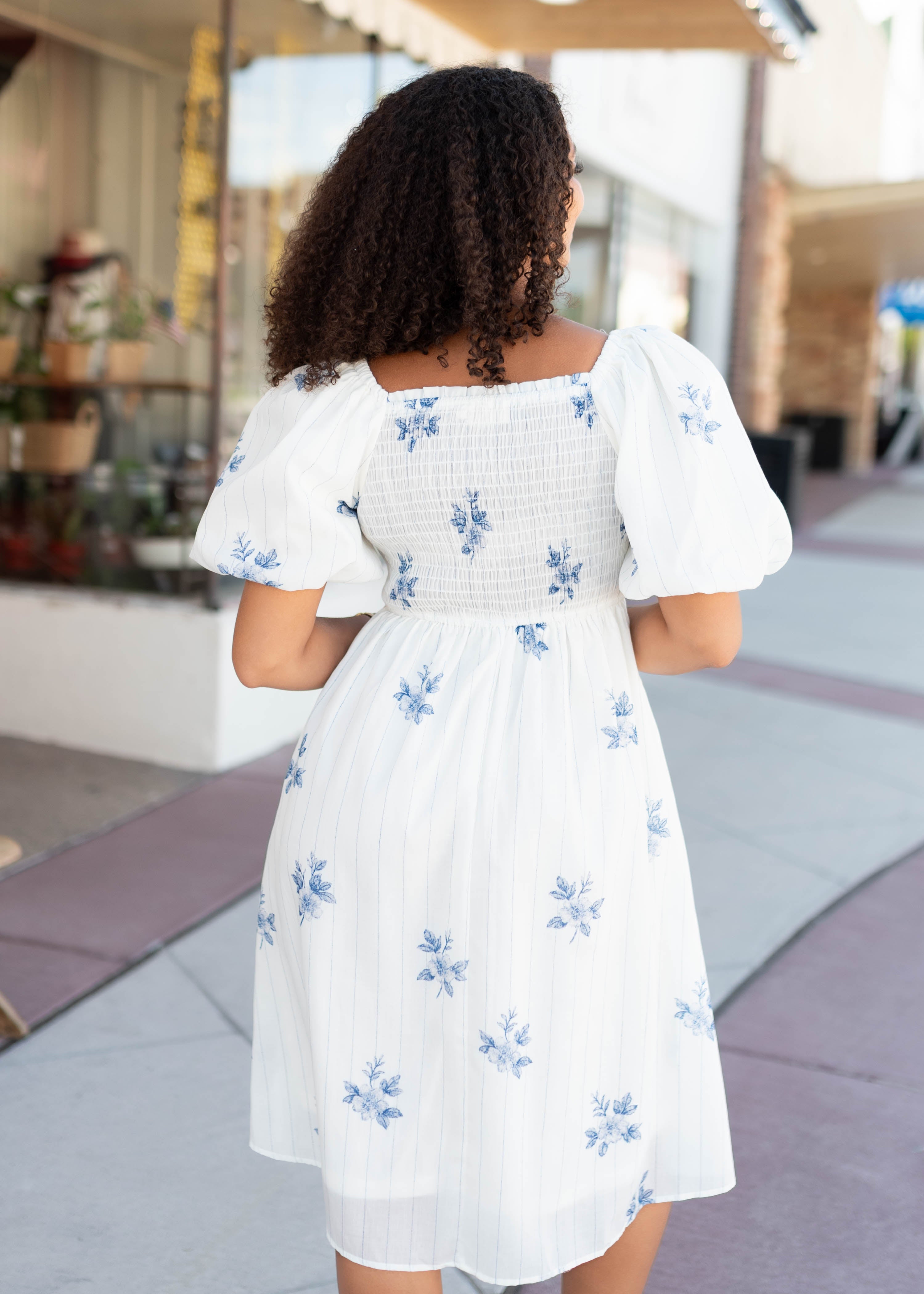 Eve Blue Floral Smocked Dress