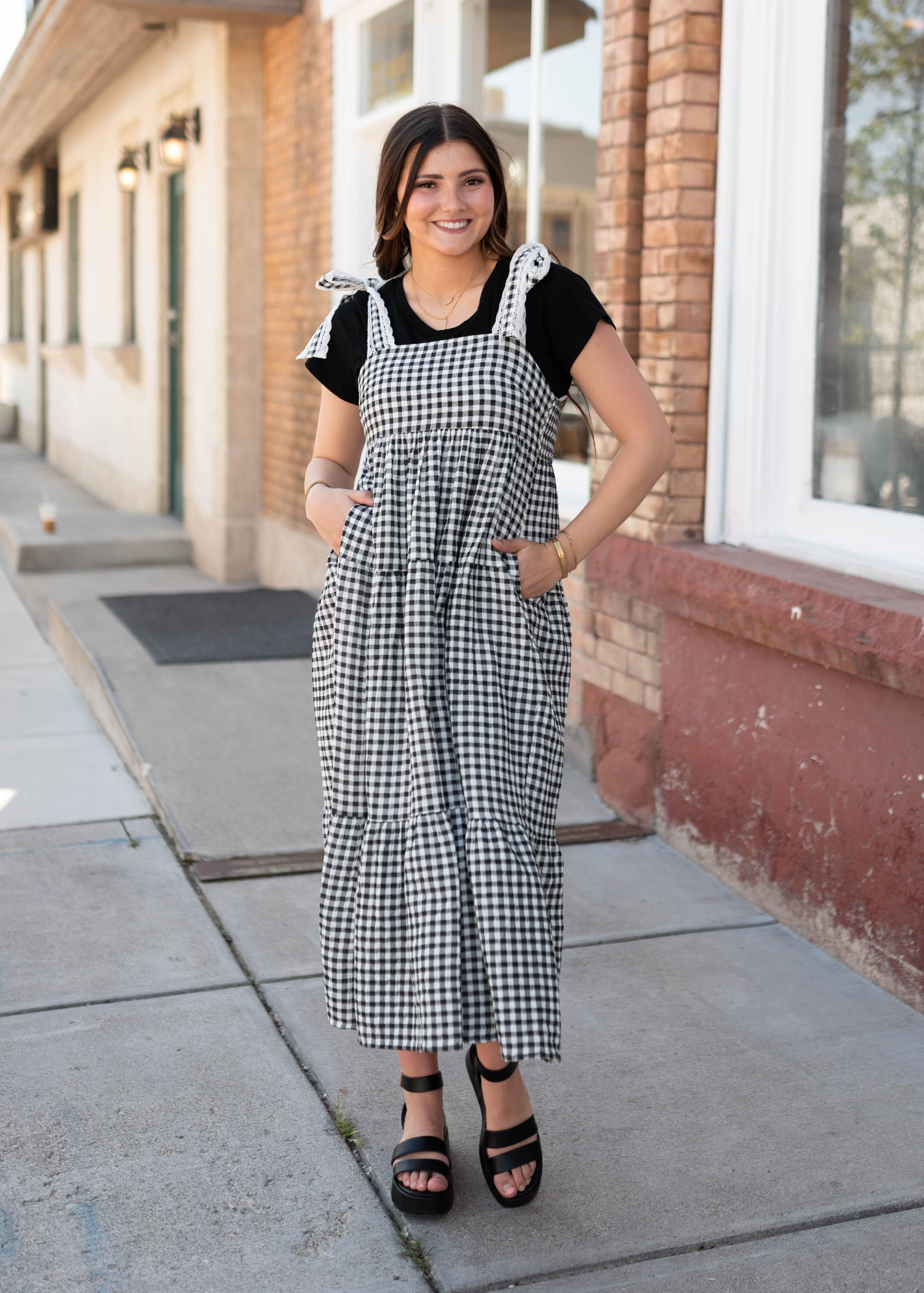 Florence Black Gingham Dress