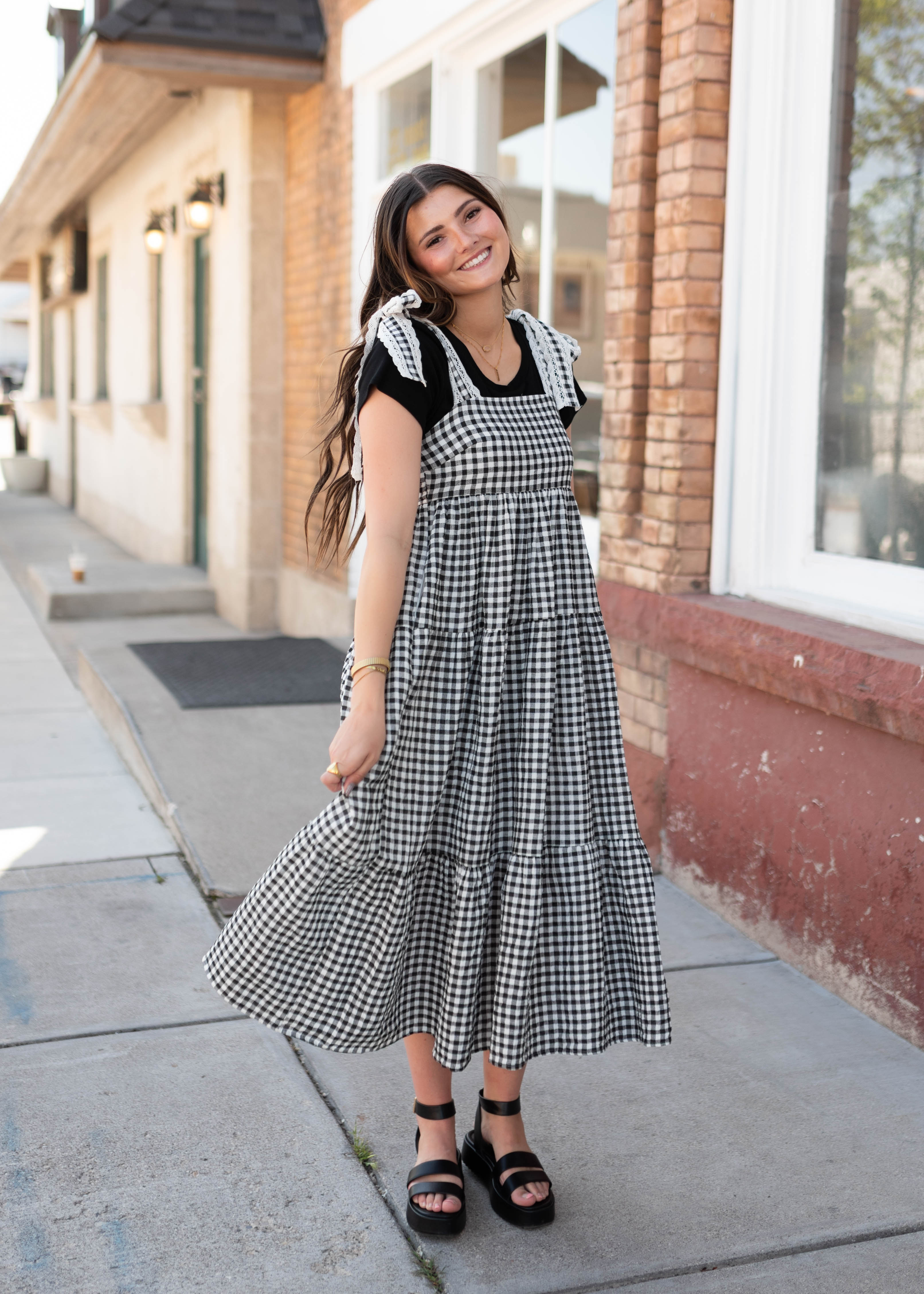 Florence Black Gingham Dress