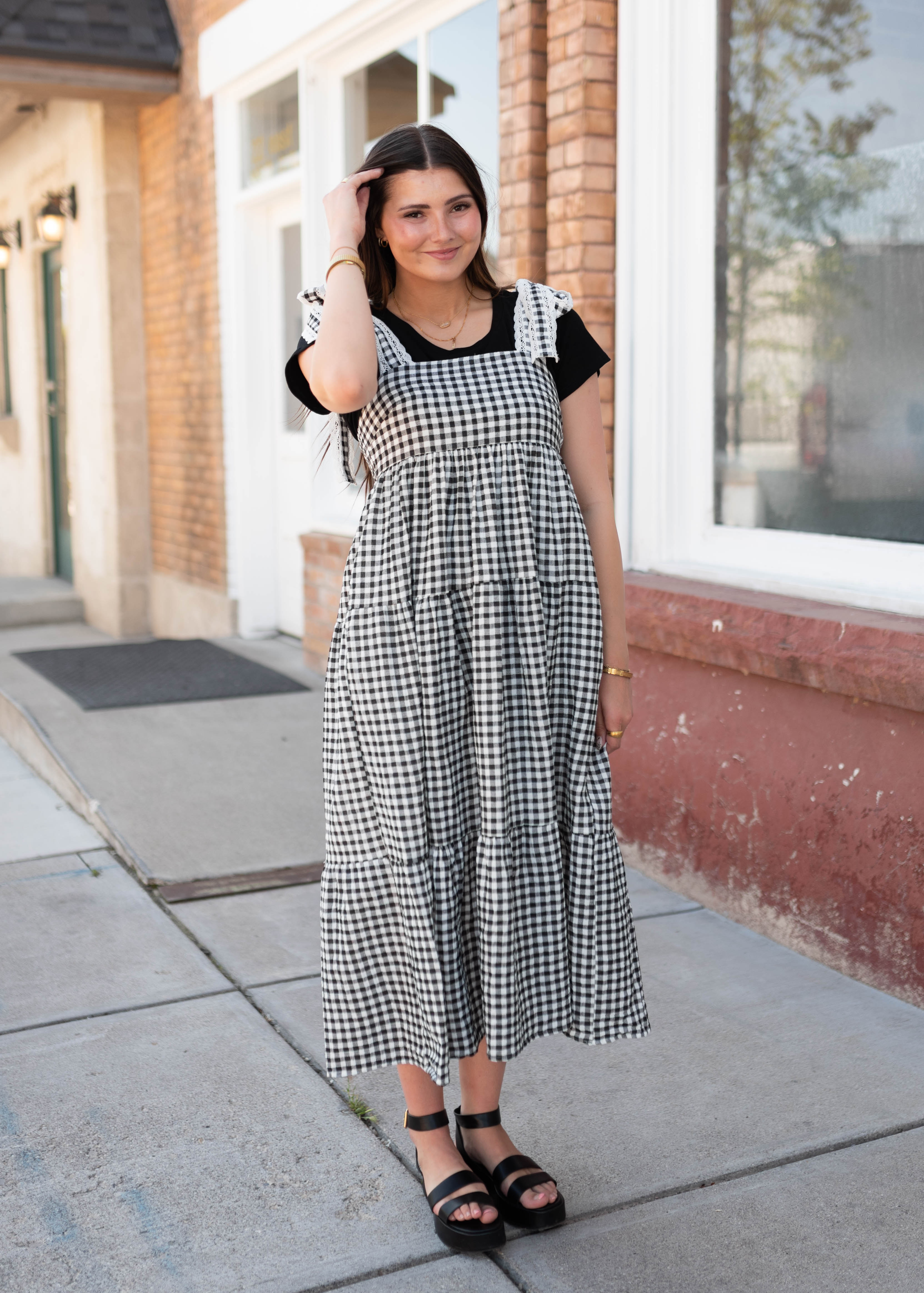 Florence Black Gingham Dress