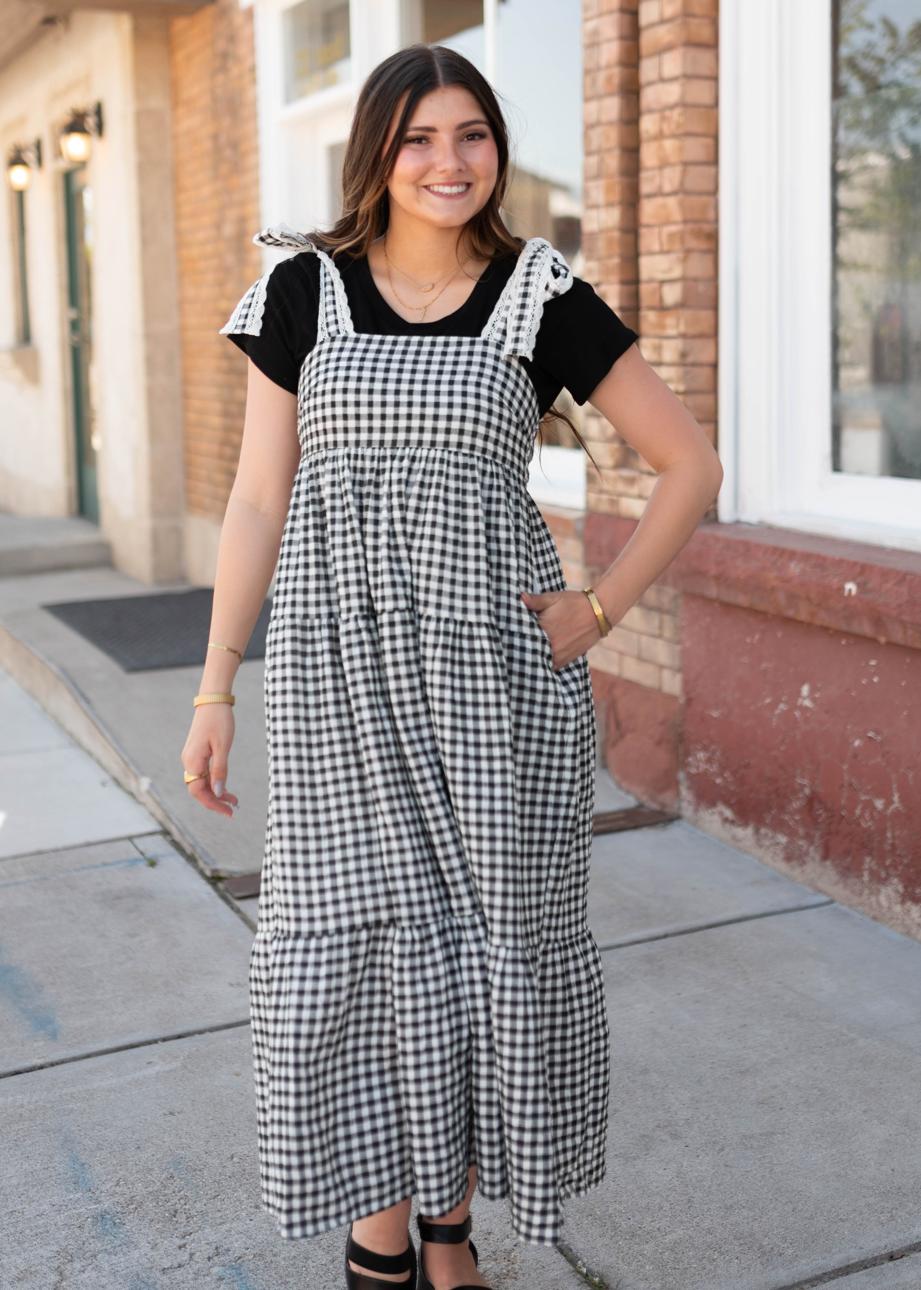 Florence Black Gingham Dress