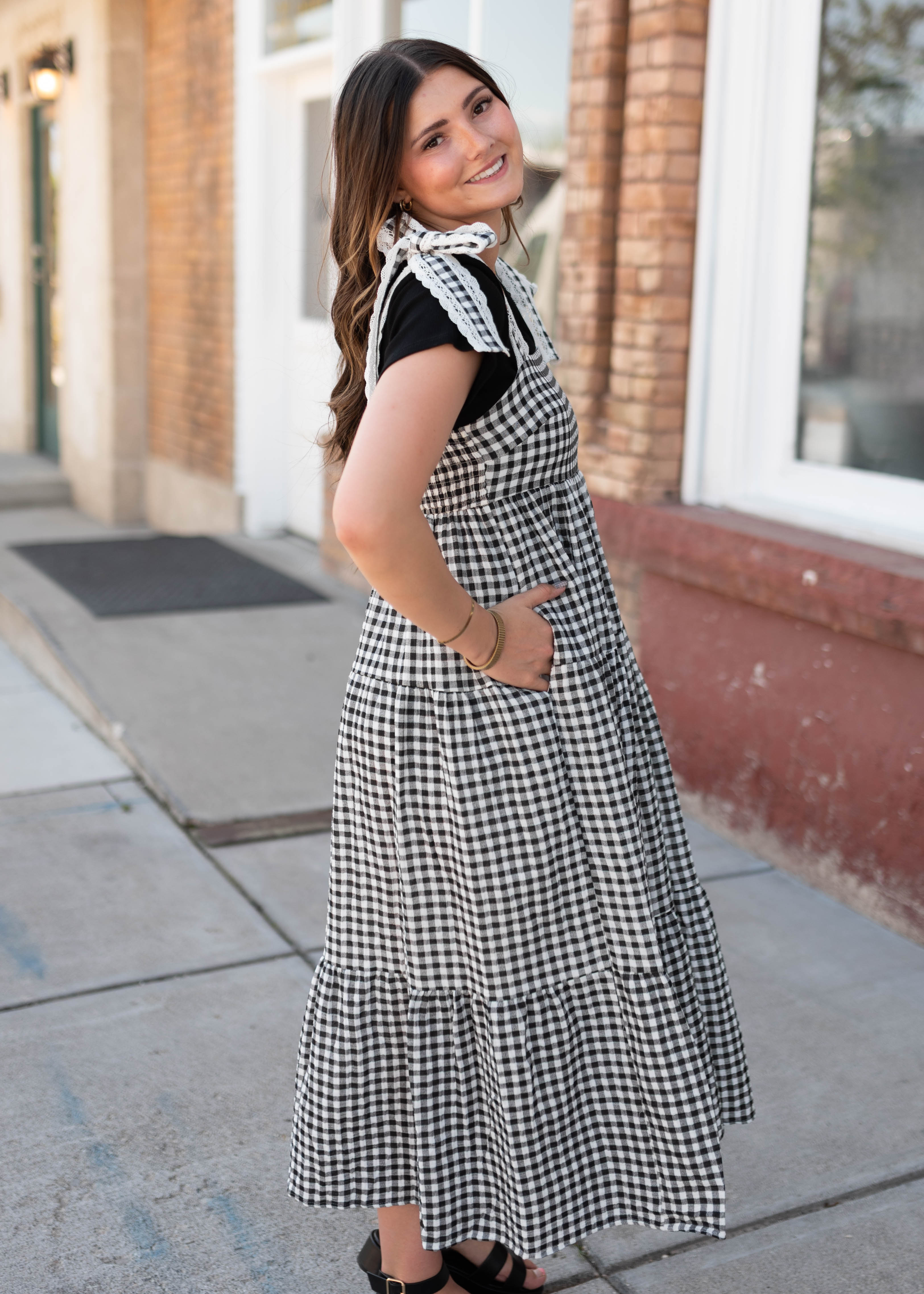 Florence Black Gingham Dress
