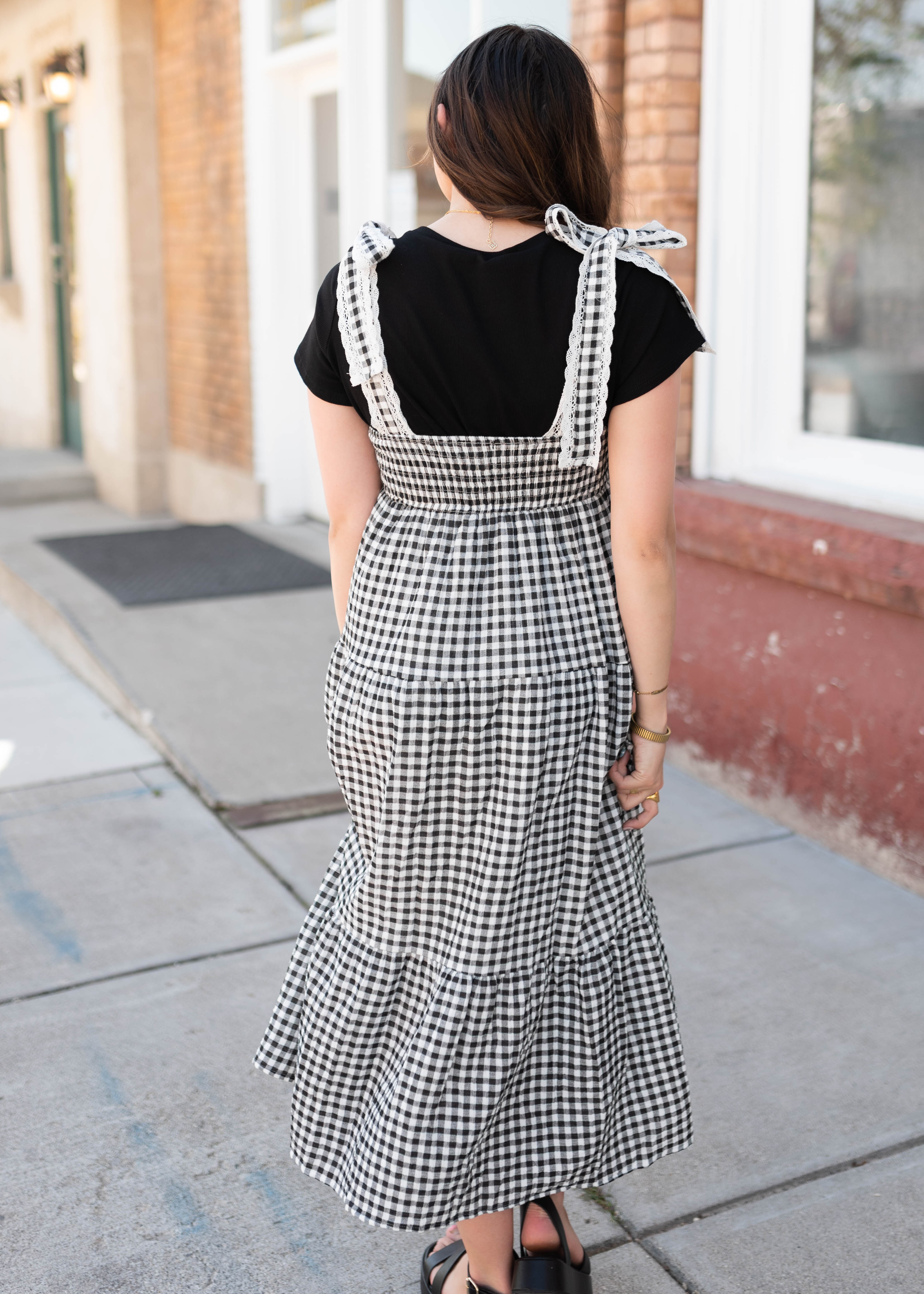 Florence Black Gingham Dress