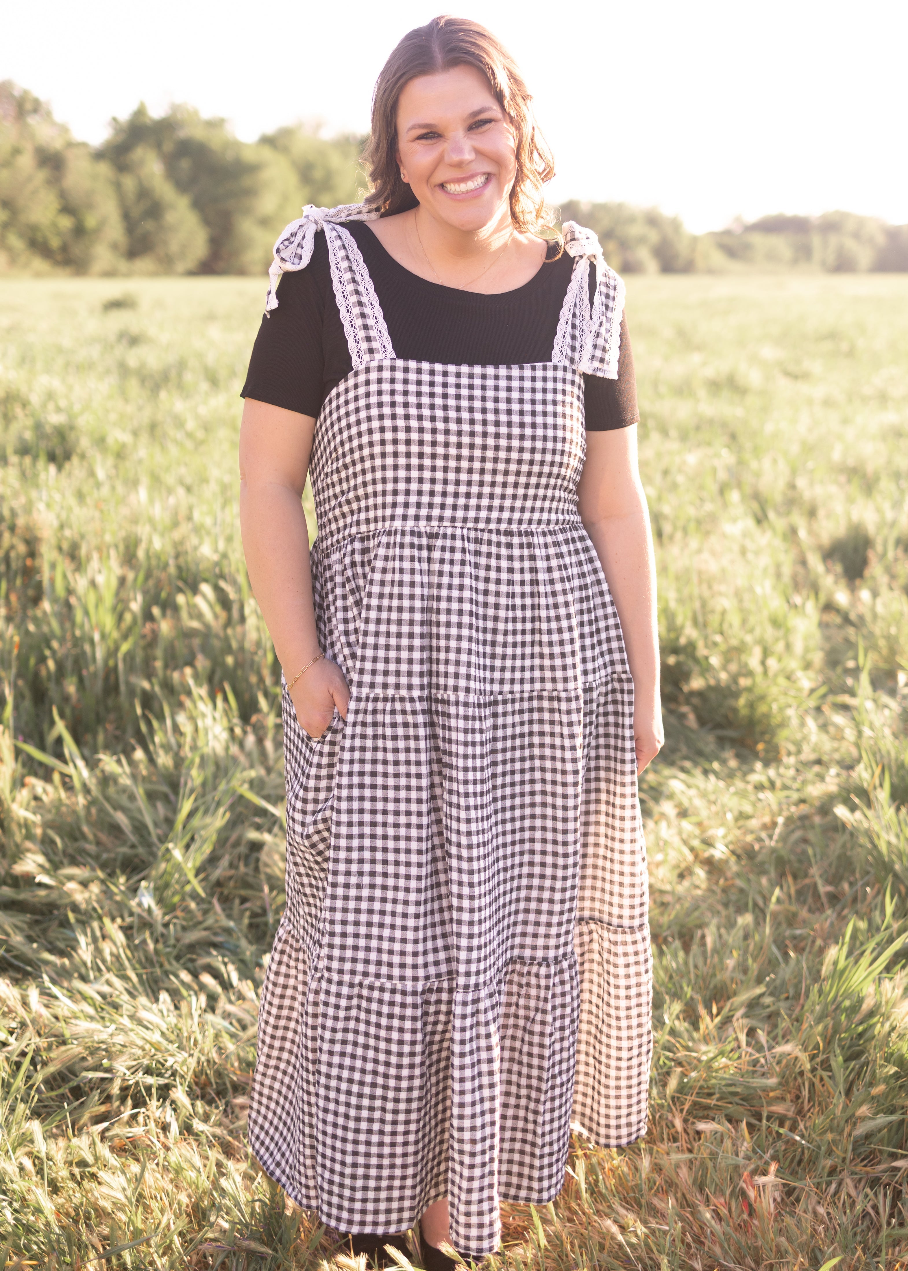 Florence Black Gingham Dress