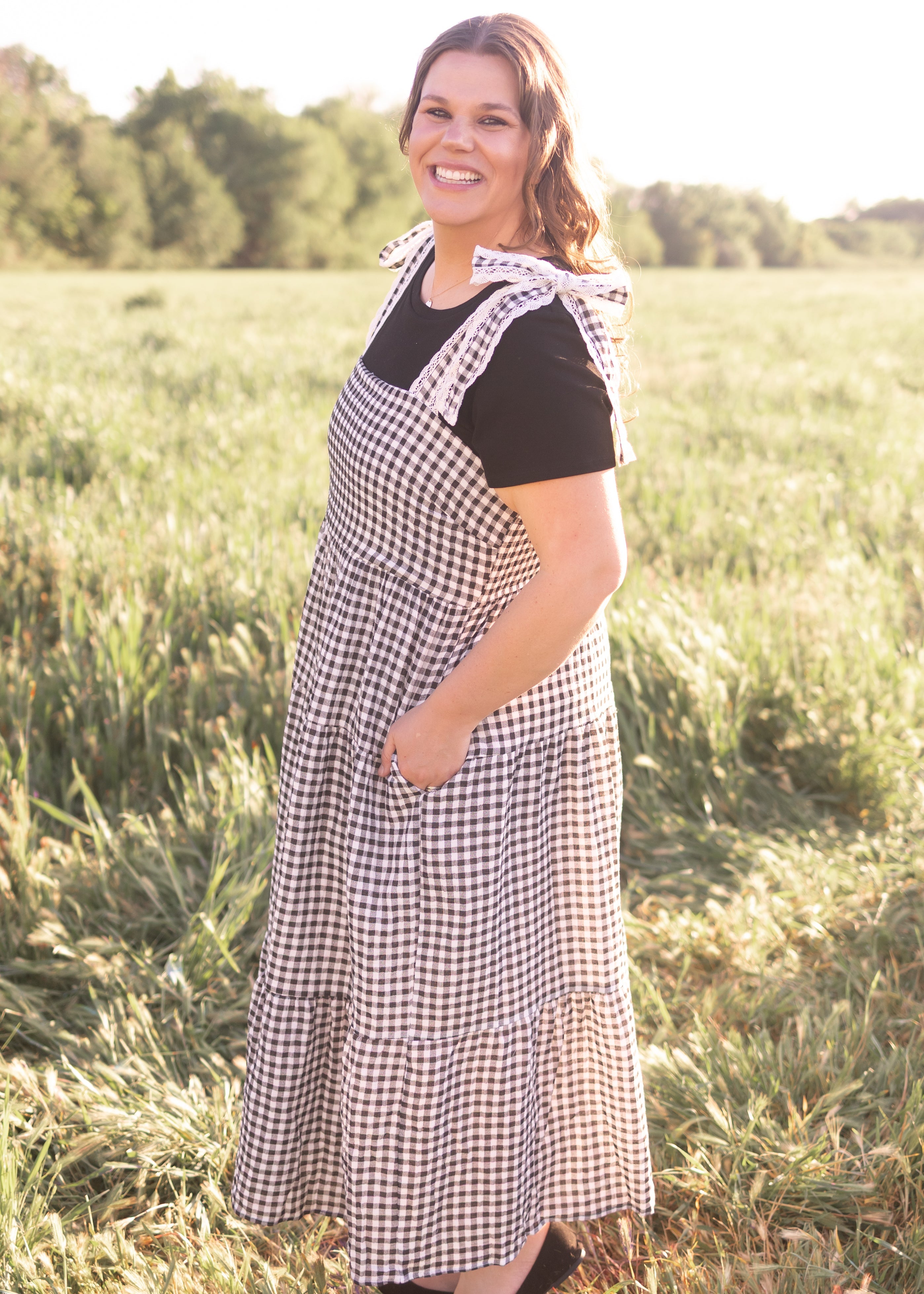 Florence Black Gingham Dress