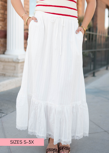 Freya White Tiered Skirt