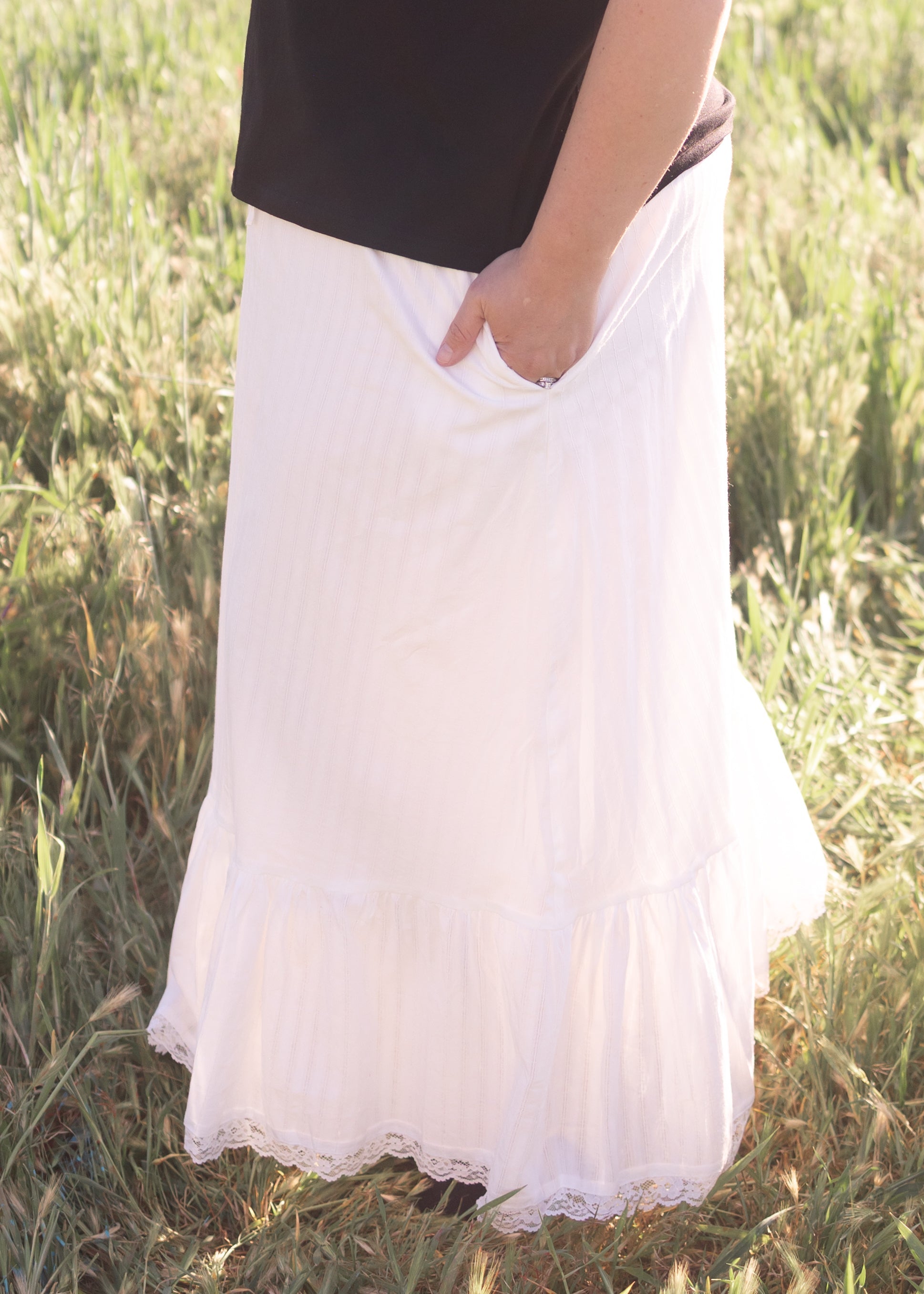 Freya White Tiered Skirt
