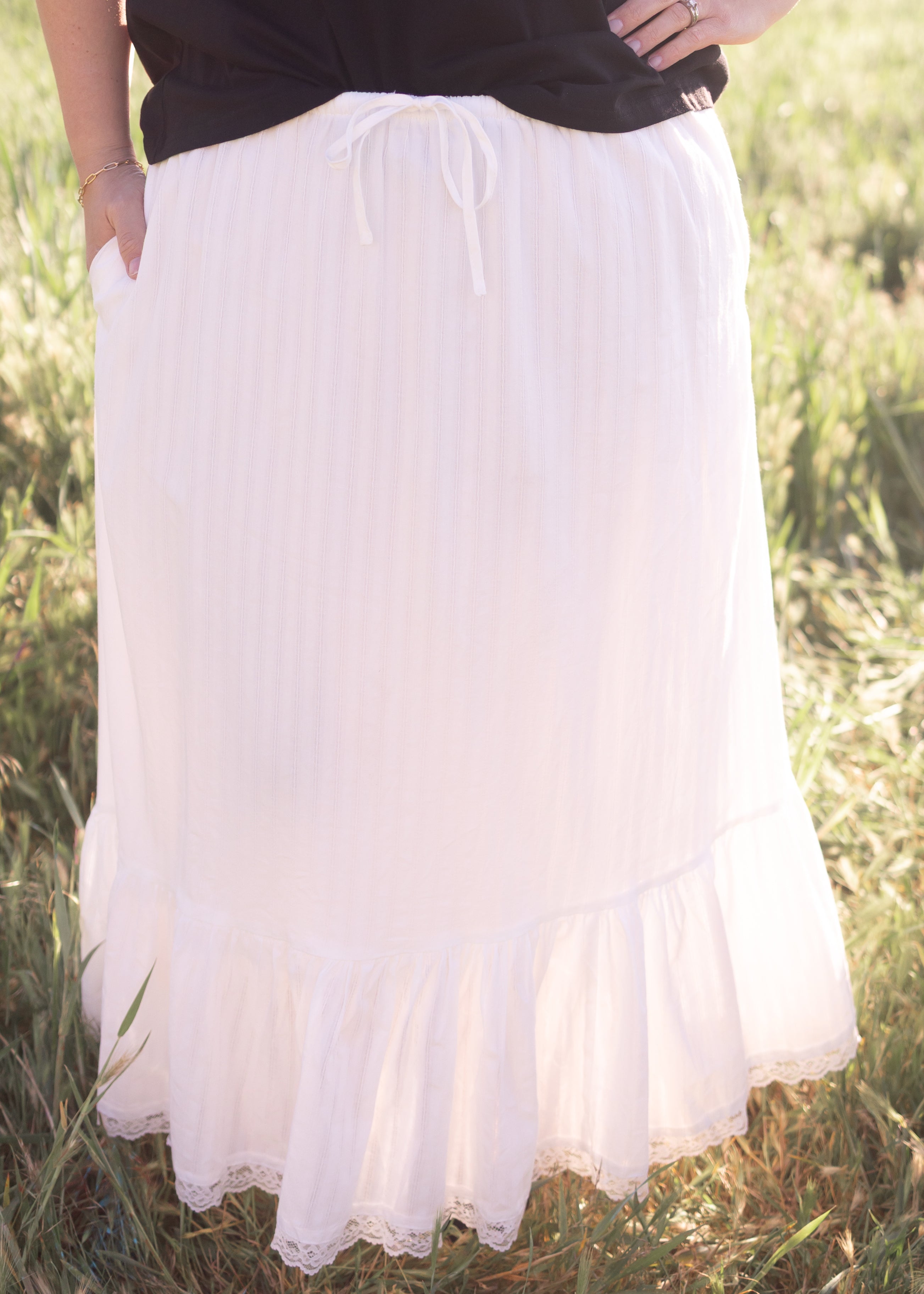 Freya White Tiered Skirt