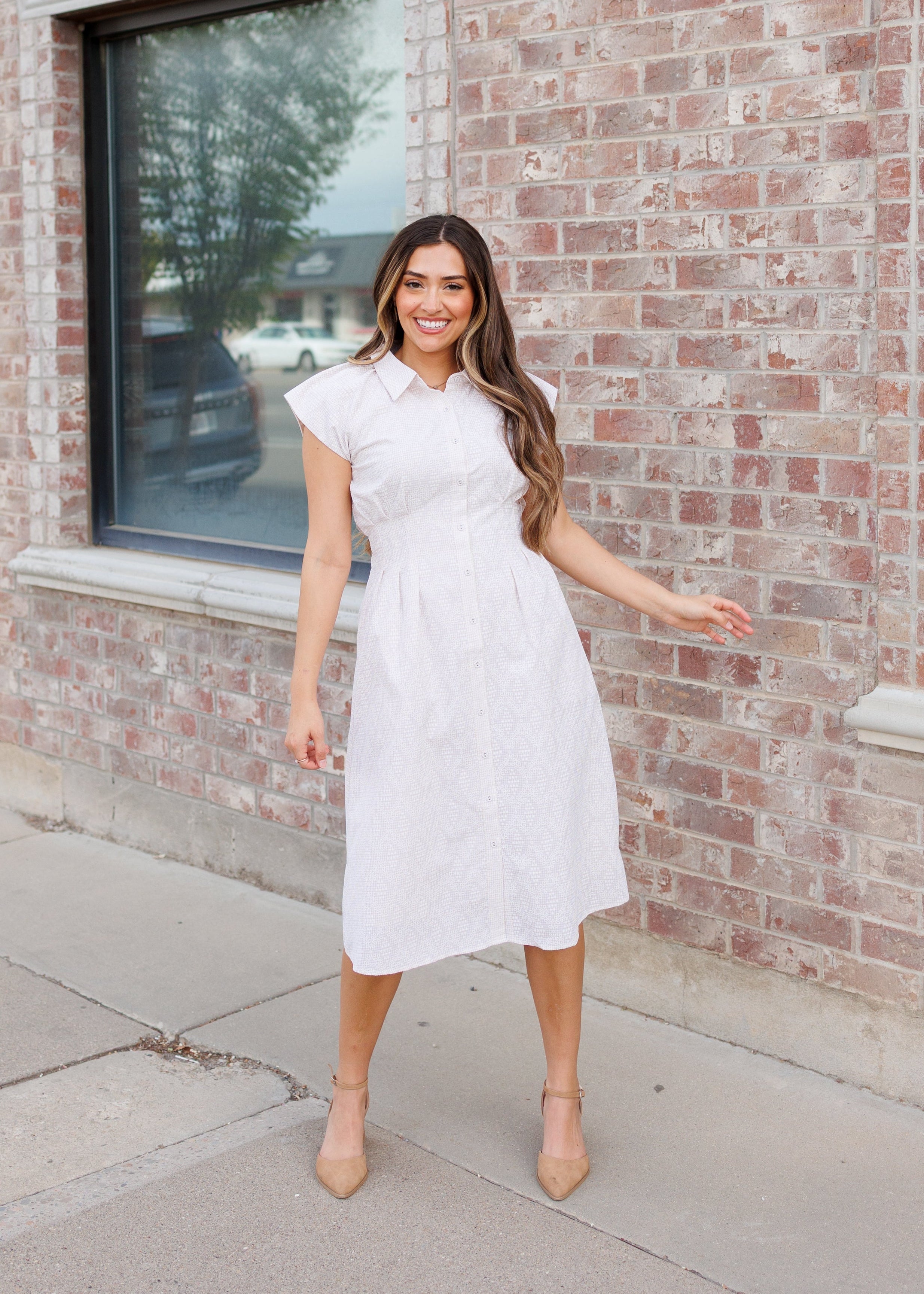 Gabriella Cream Gingham Dress