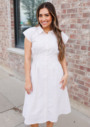 Gabriella Cream Gingham Dress