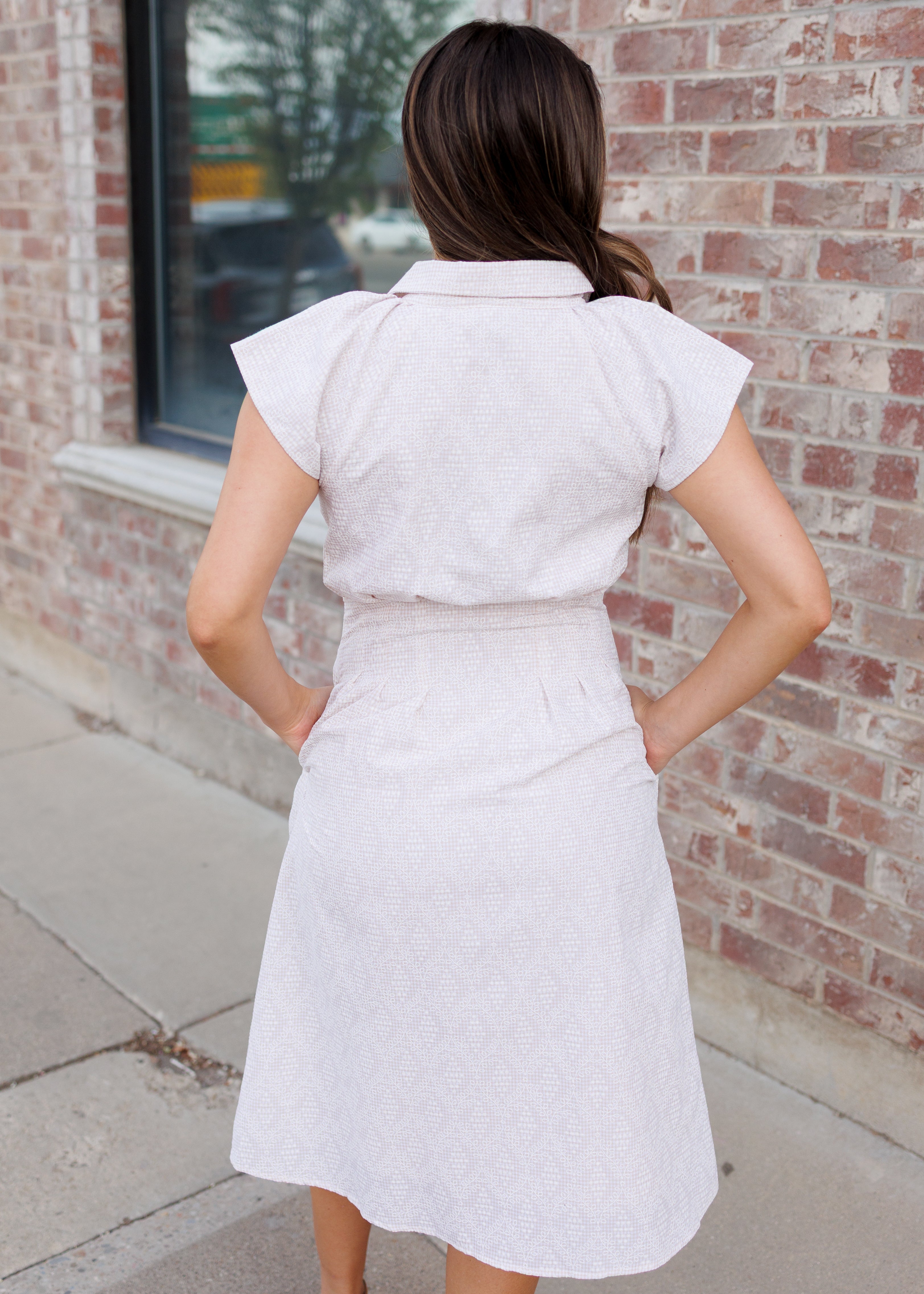 Gabriella Cream Gingham Dress