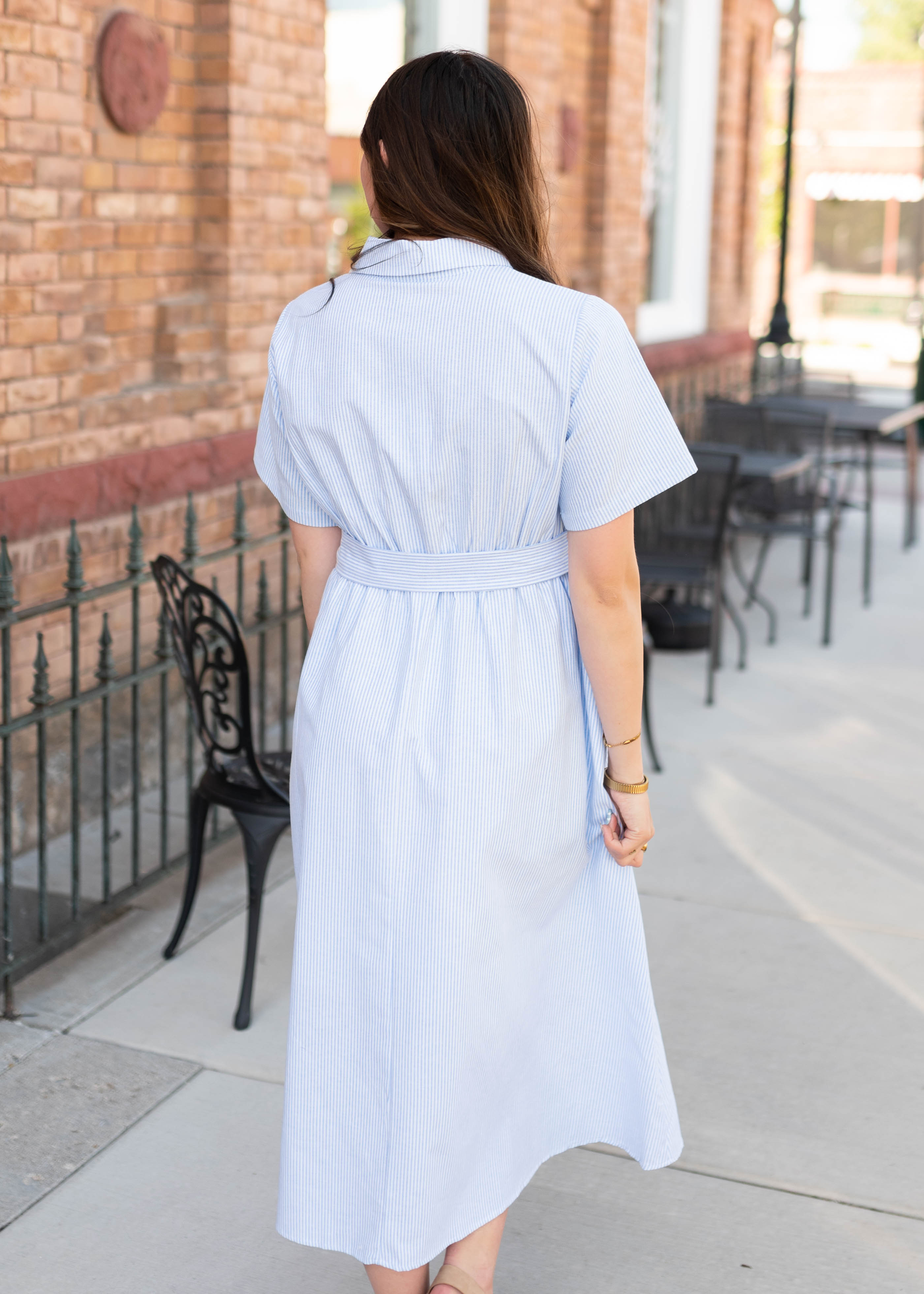 Grace Blue Pinstripe Dress