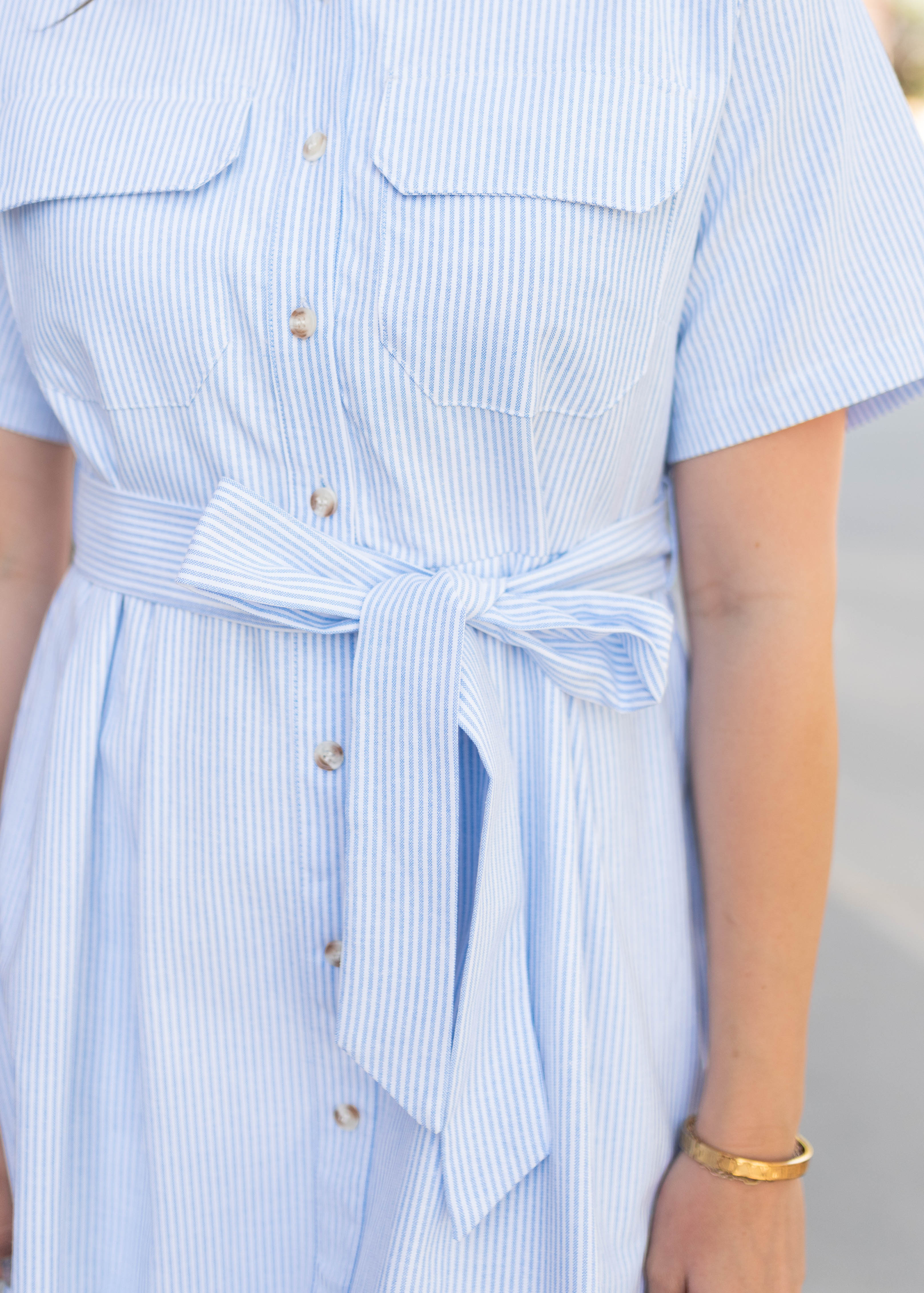Grace Blue Pinstripe Dress