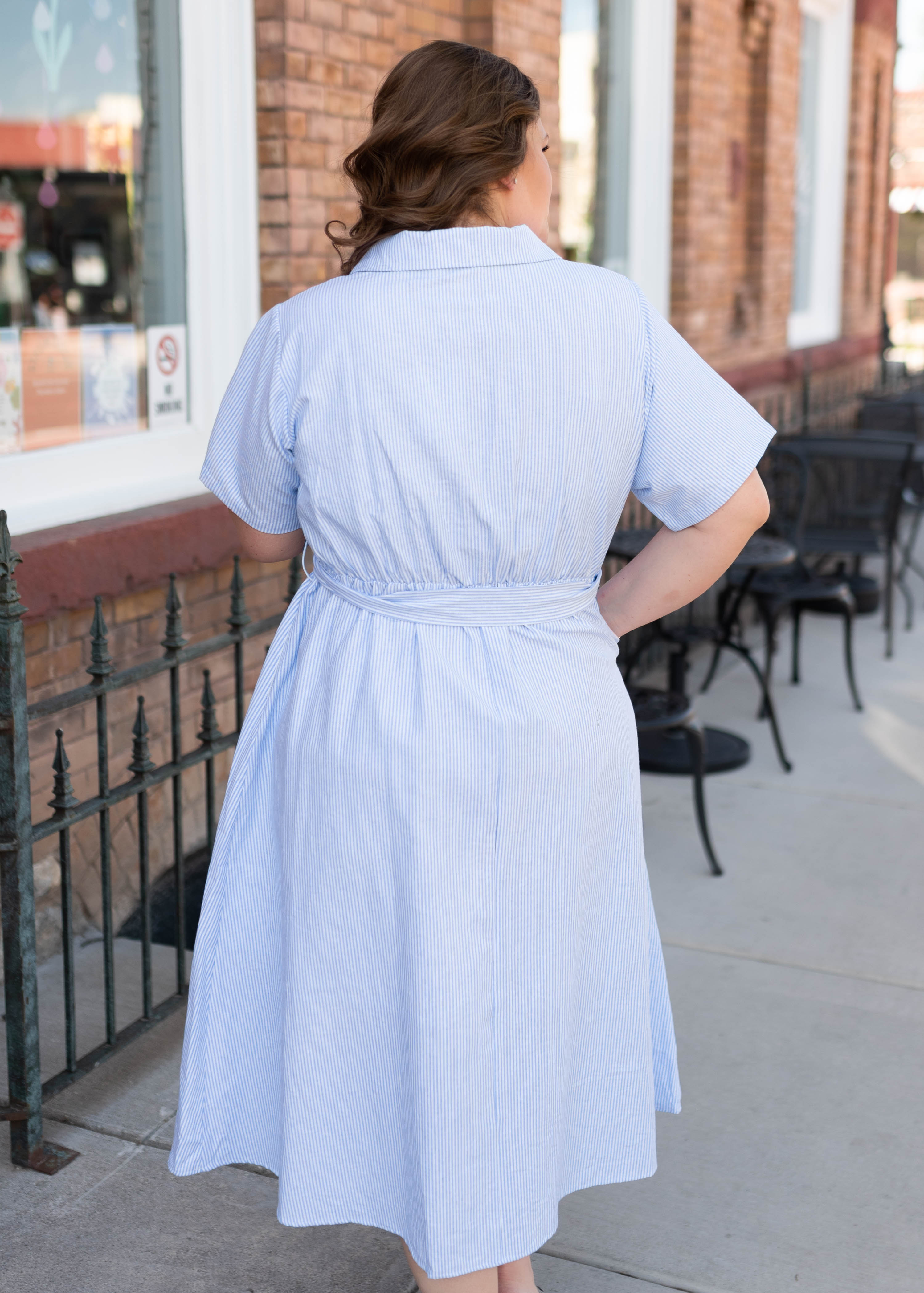 Grace Blue Pinstripe Dress