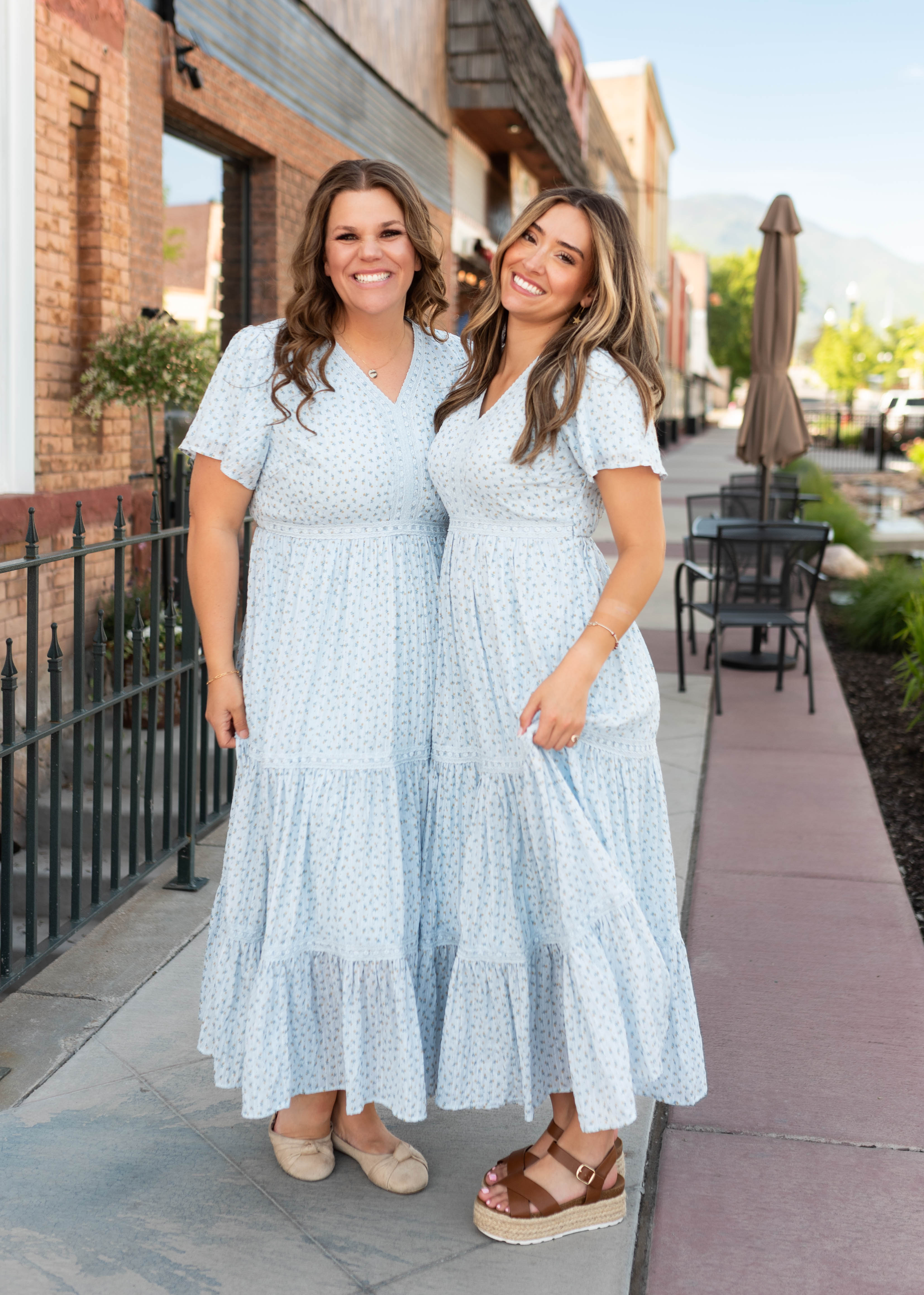 Lena & Lou Hadley Blue and Yellow Floral Lace Dress