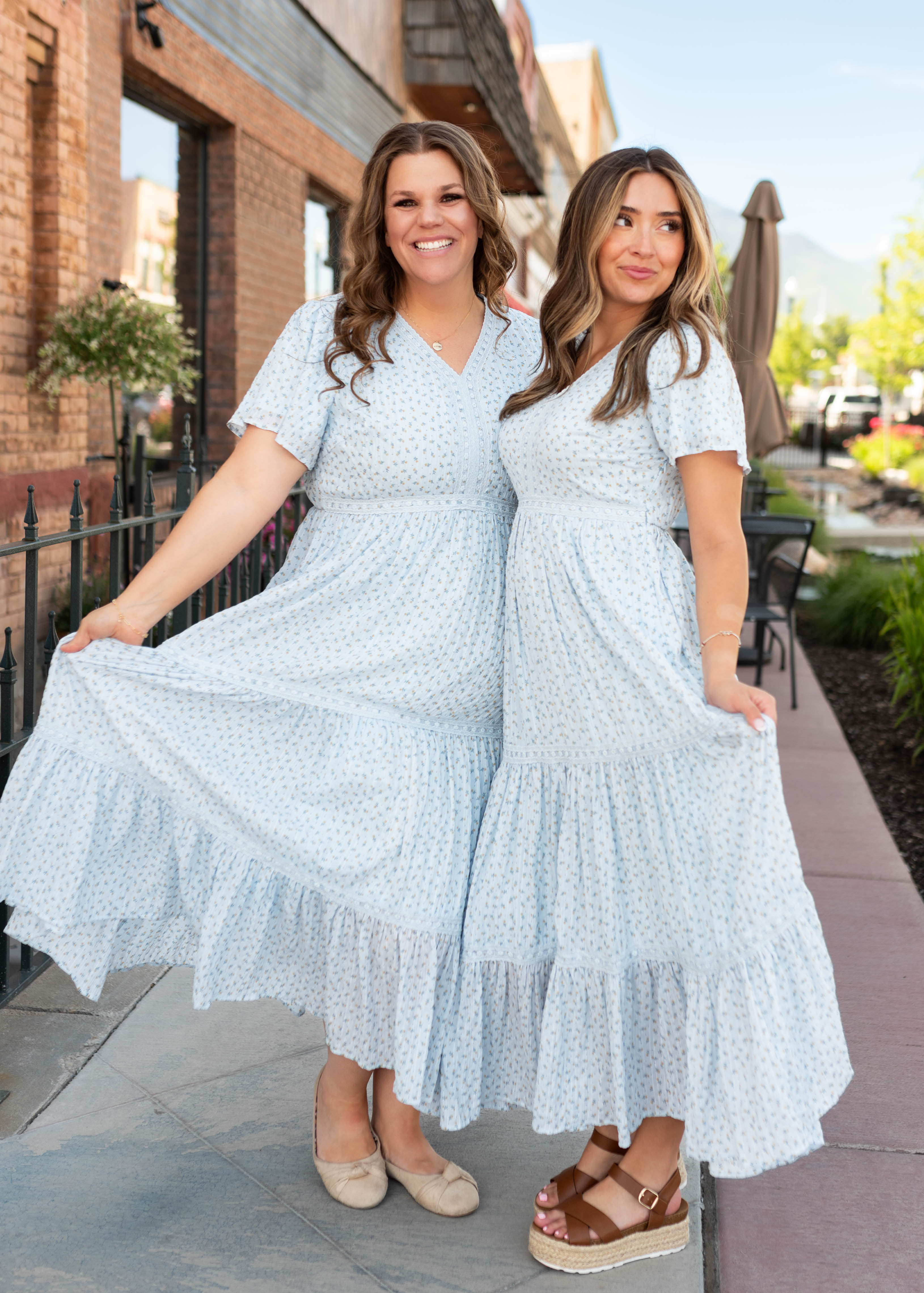 Lena & Lou Hadley Blue and Yellow Floral Lace Dress