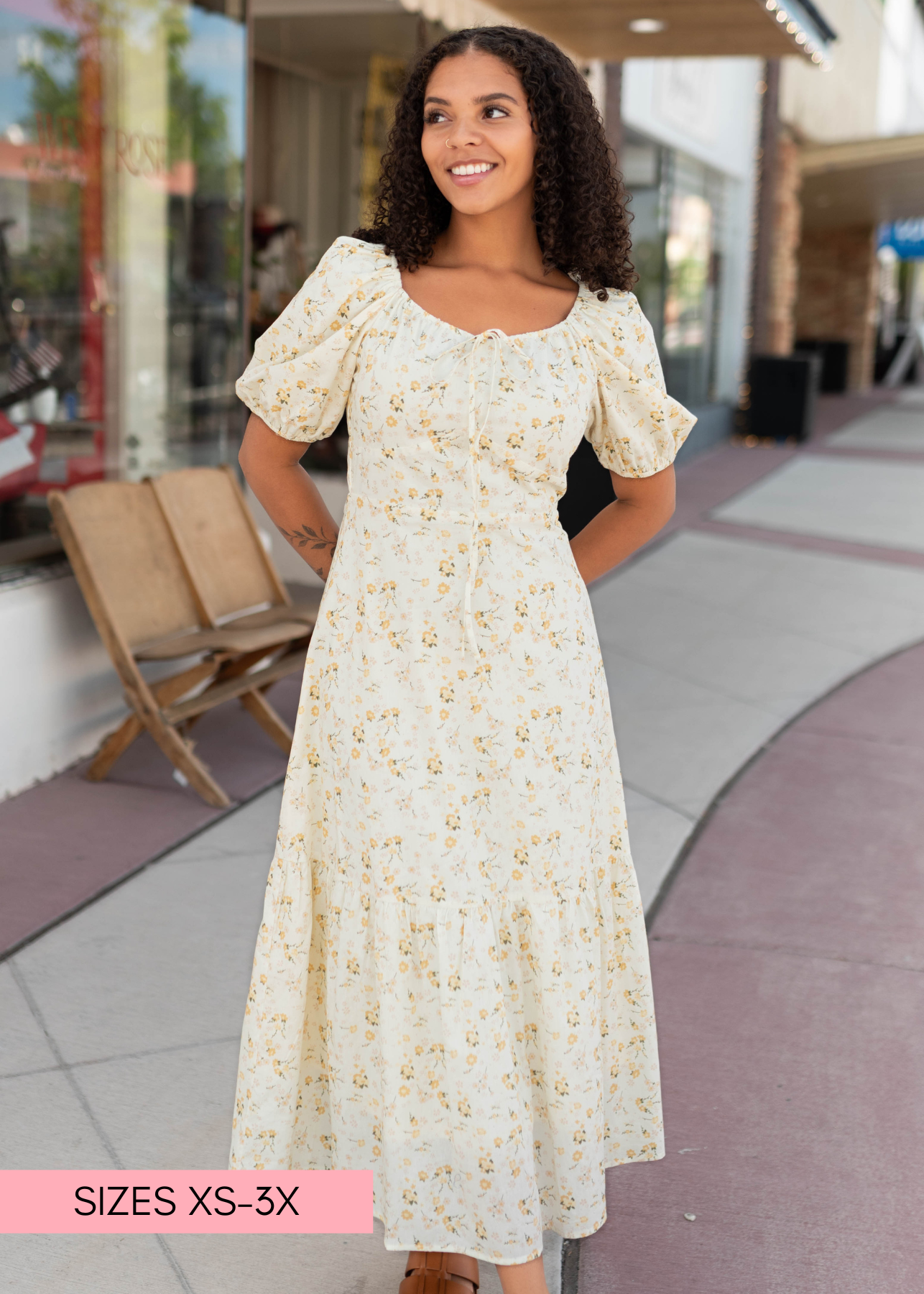 Haley Pale Yellow Floral Dress