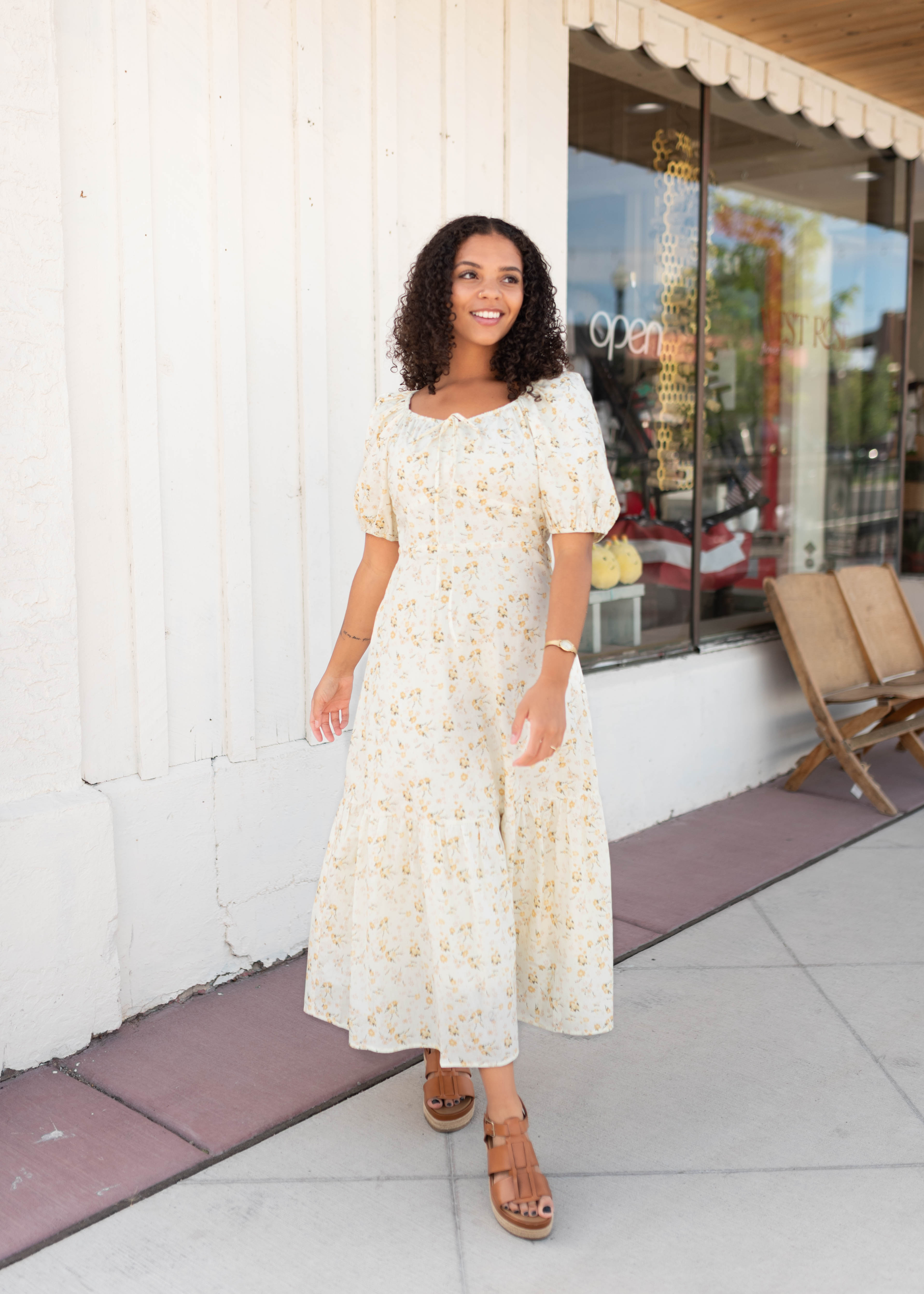 Haley Pale Yellow Floral Dress