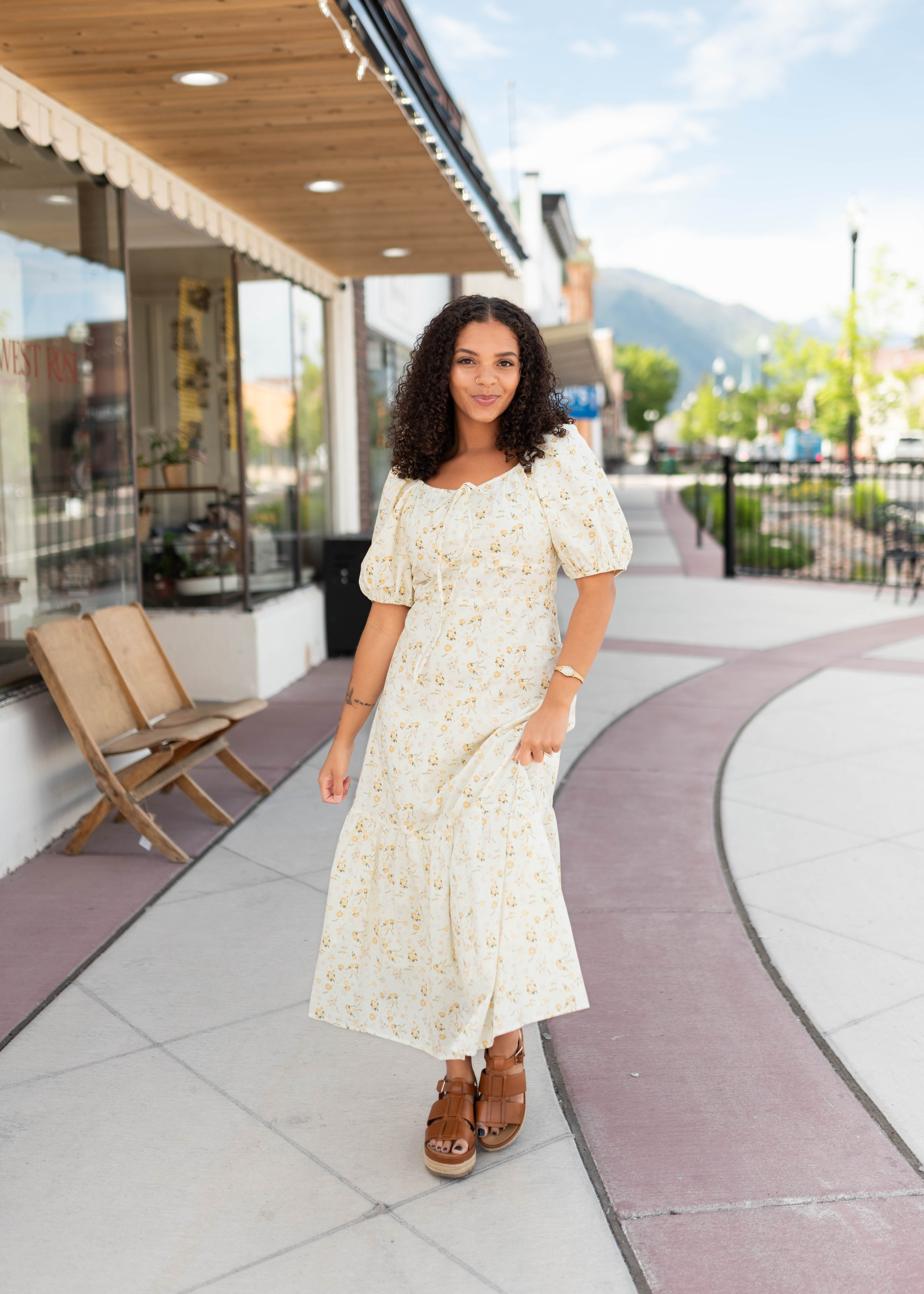 Haley Pale Yellow Floral Dress