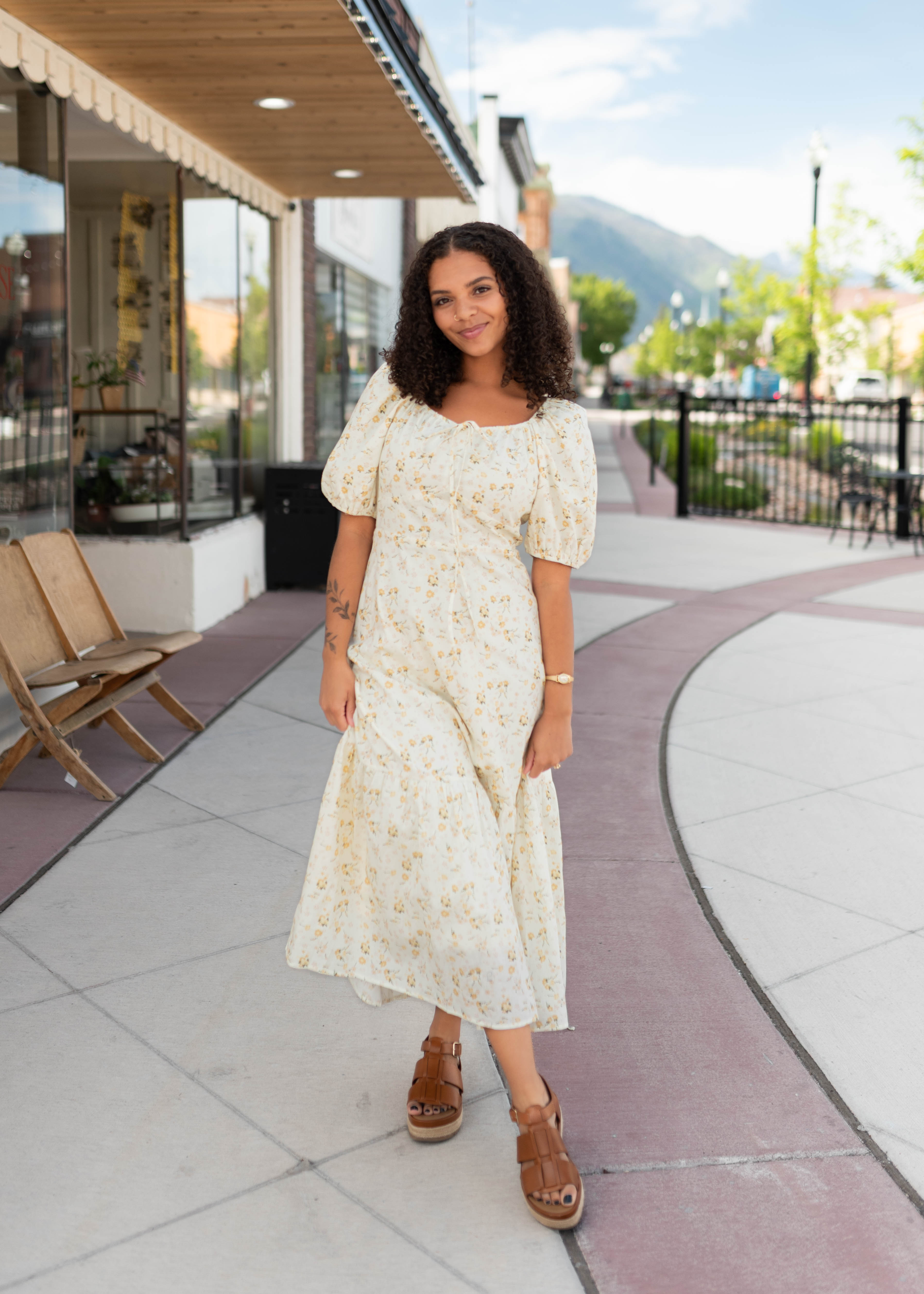 Haley Pale Yellow Floral Dress