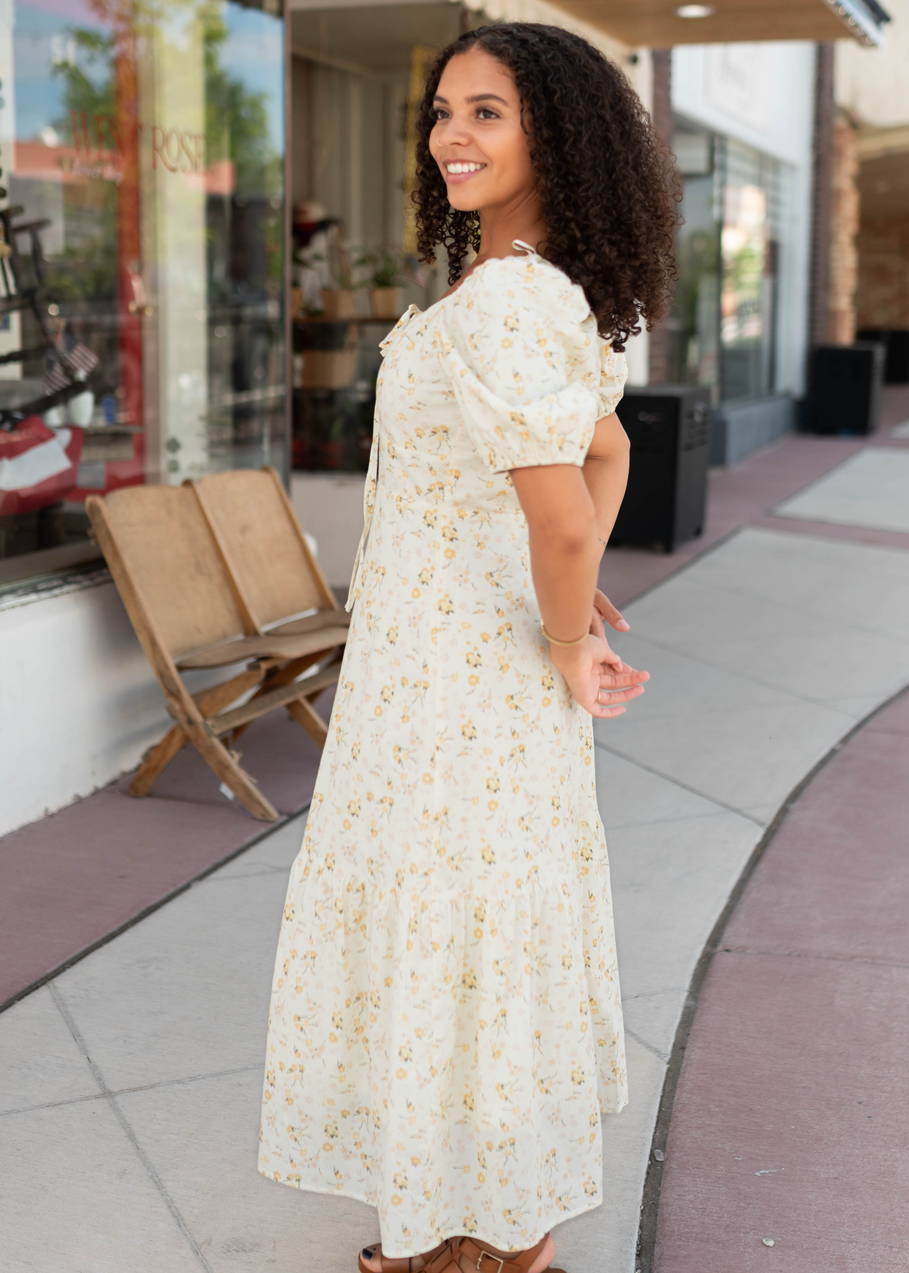 Haley Pale Yellow Floral Dress