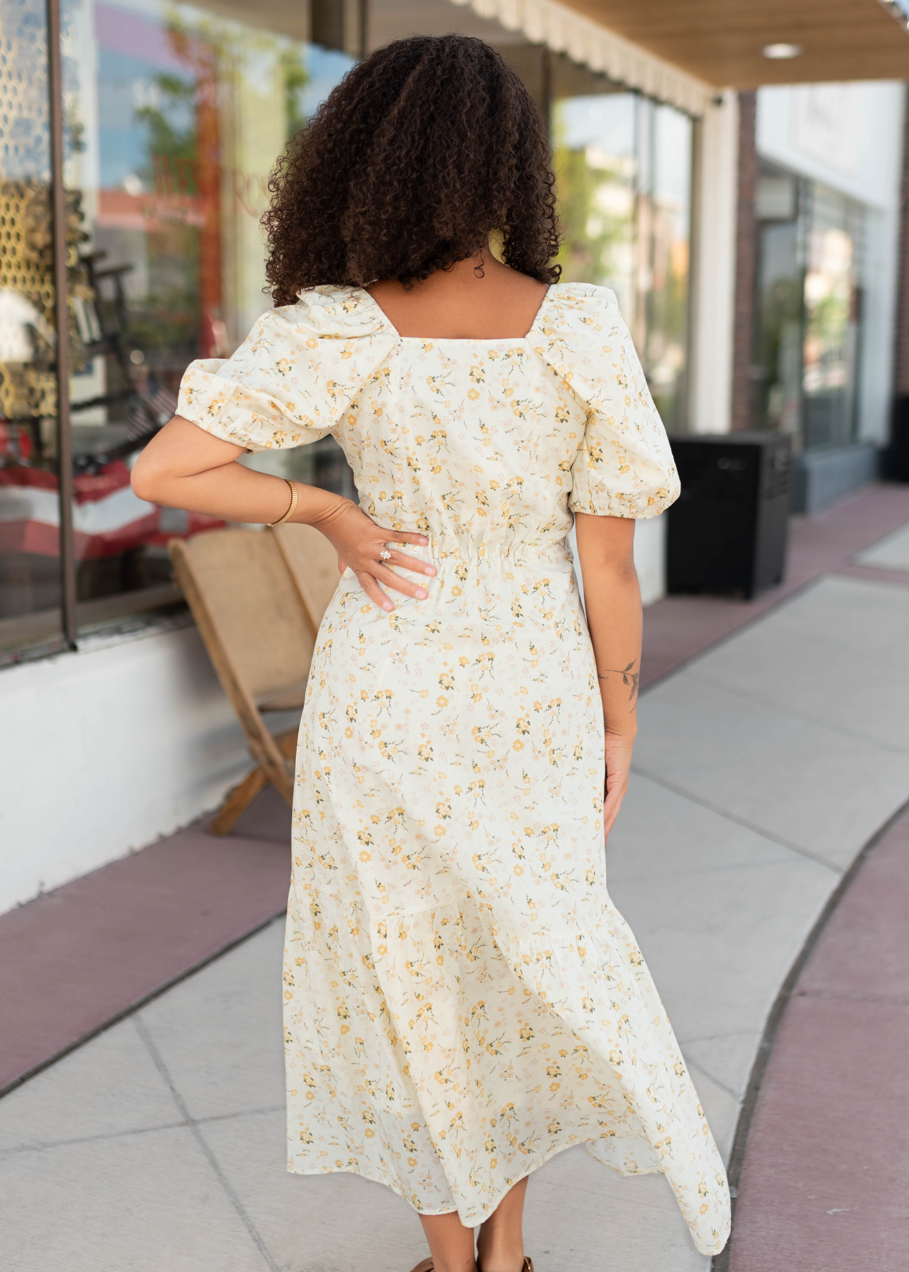 Haley Pale Yellow Floral Dress