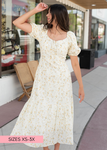 Haley Pale Yellow Floral Dress
