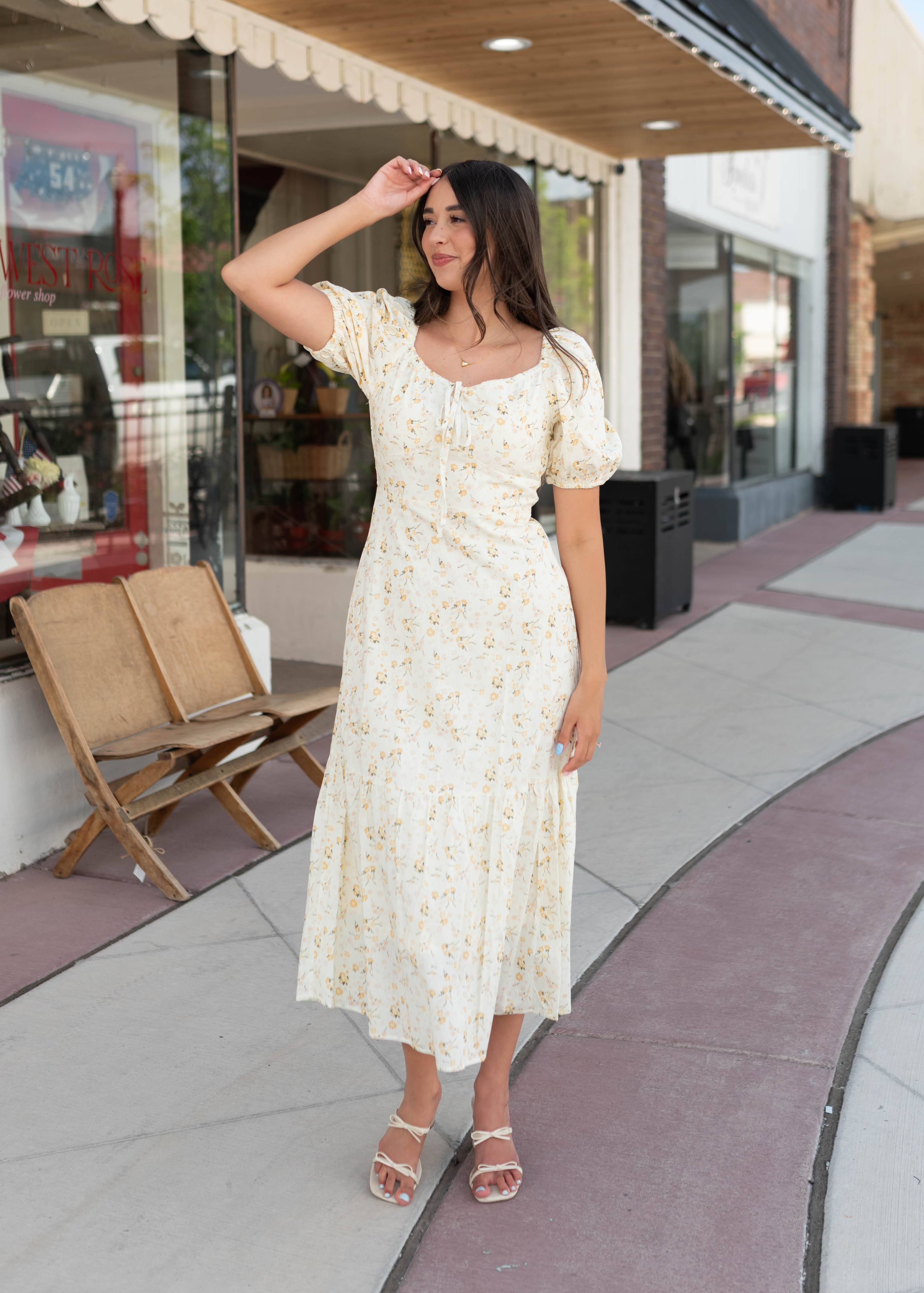 Haley Pale Yellow Floral Dress
