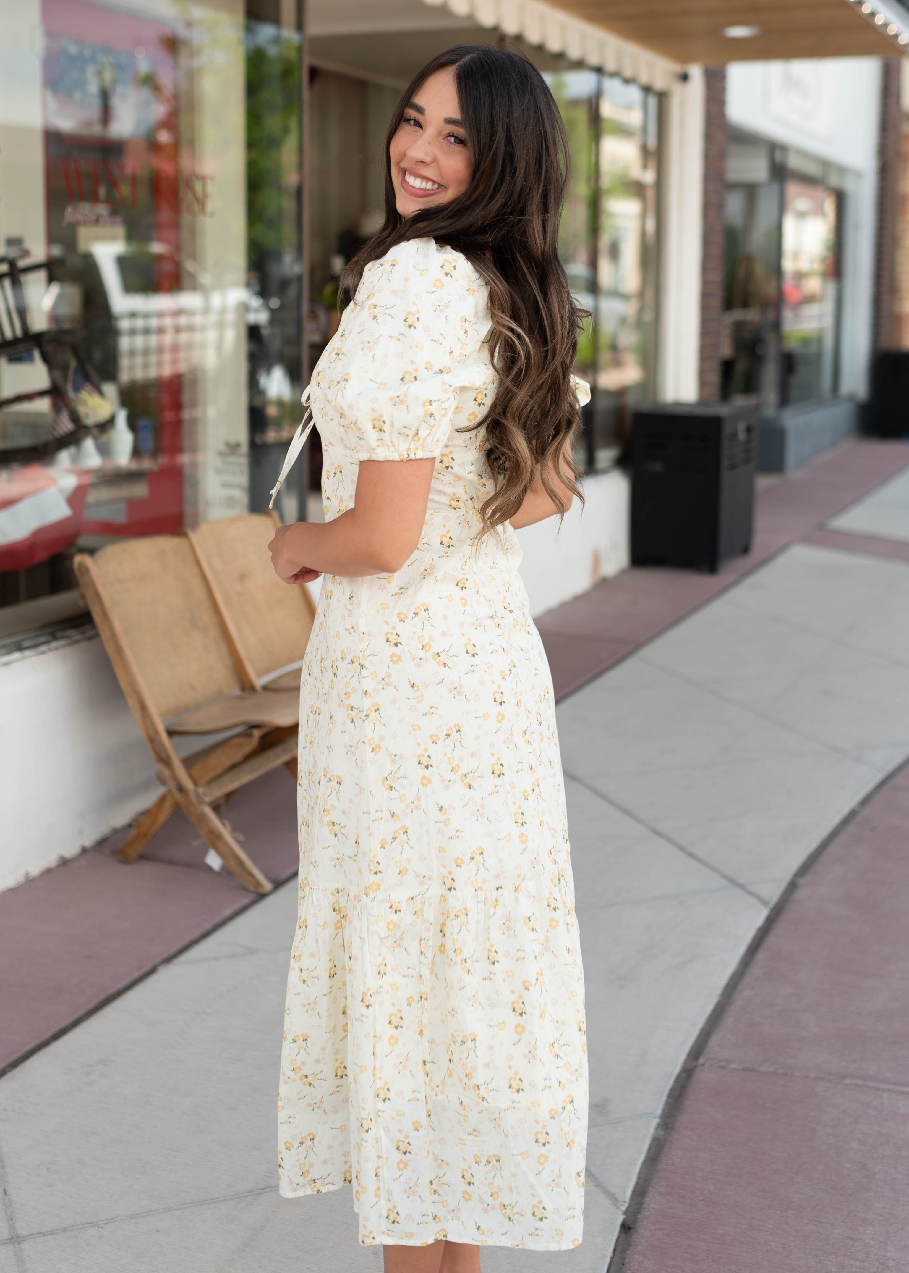 Haley Pale Yellow Floral Dress