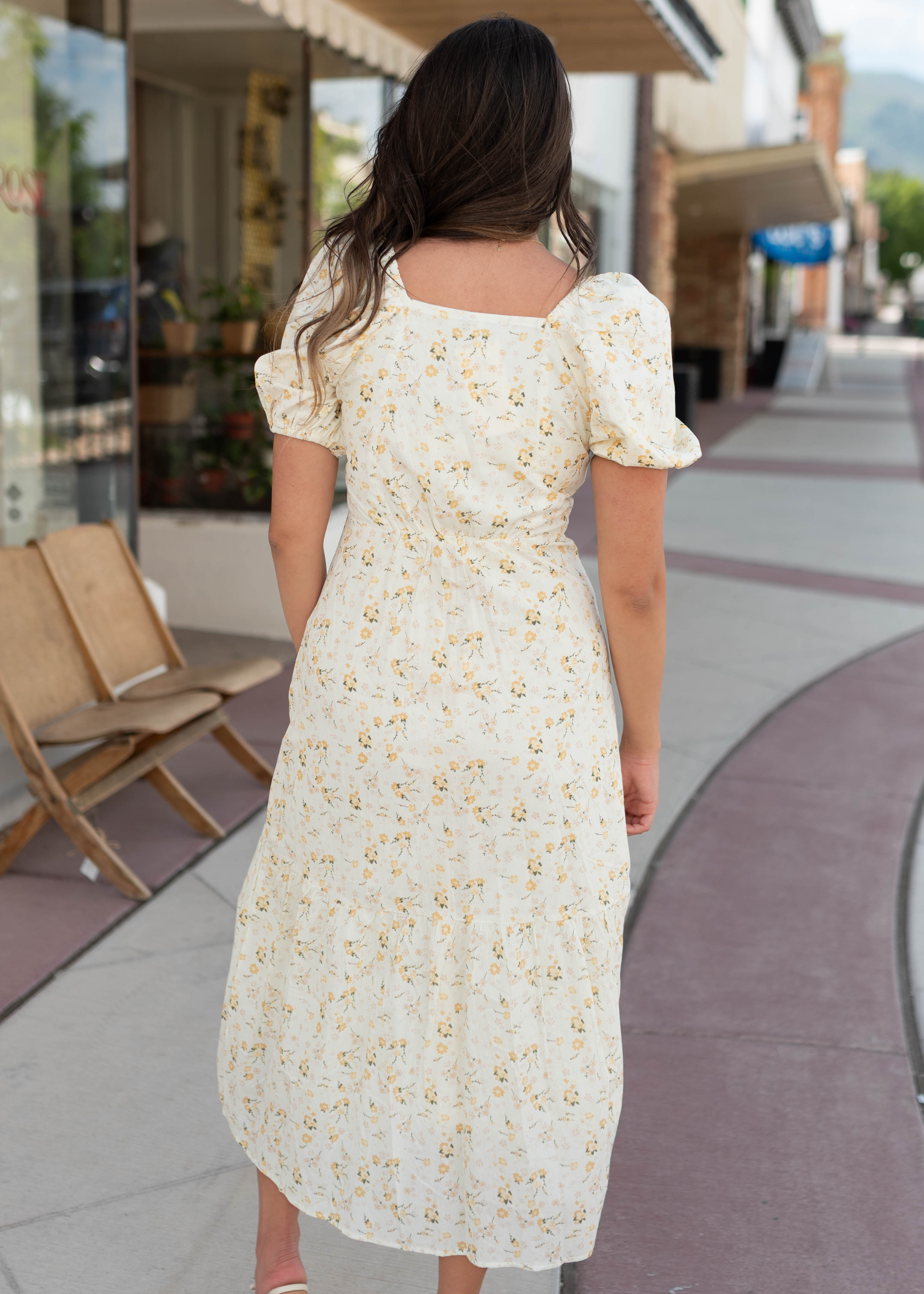 Haley Pale Yellow Floral Dress