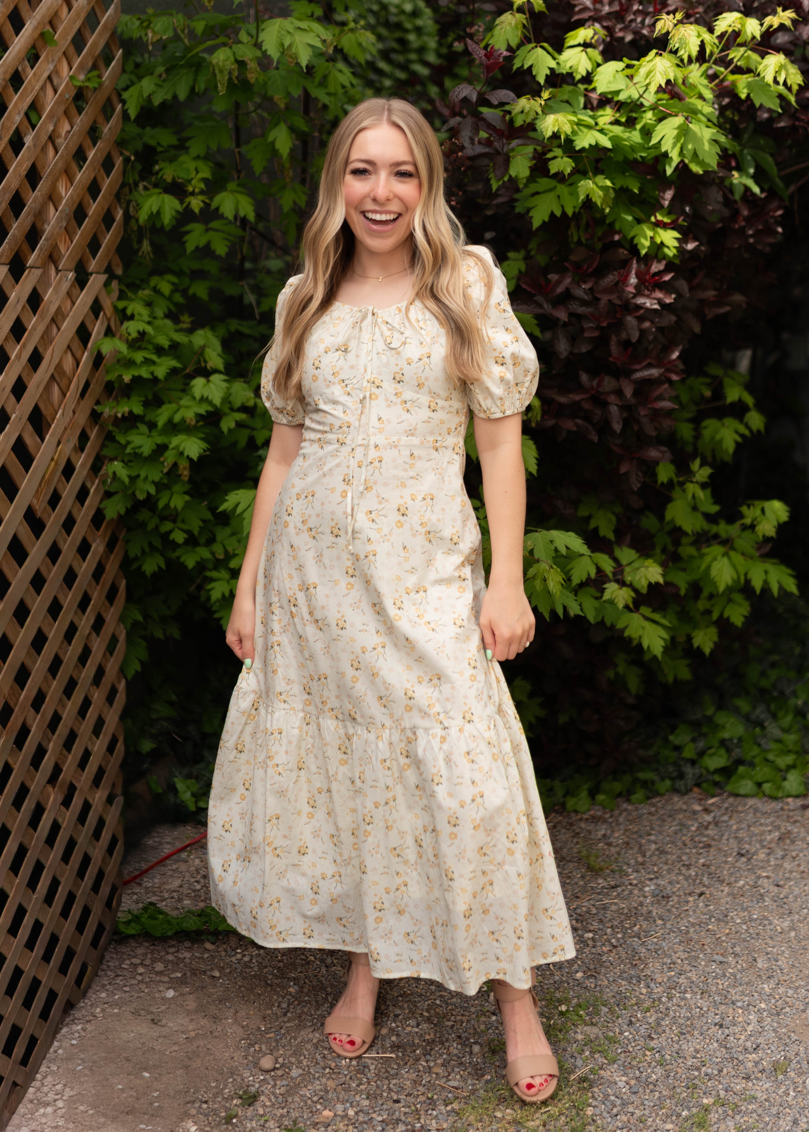 Haley Pale Yellow Floral Dress