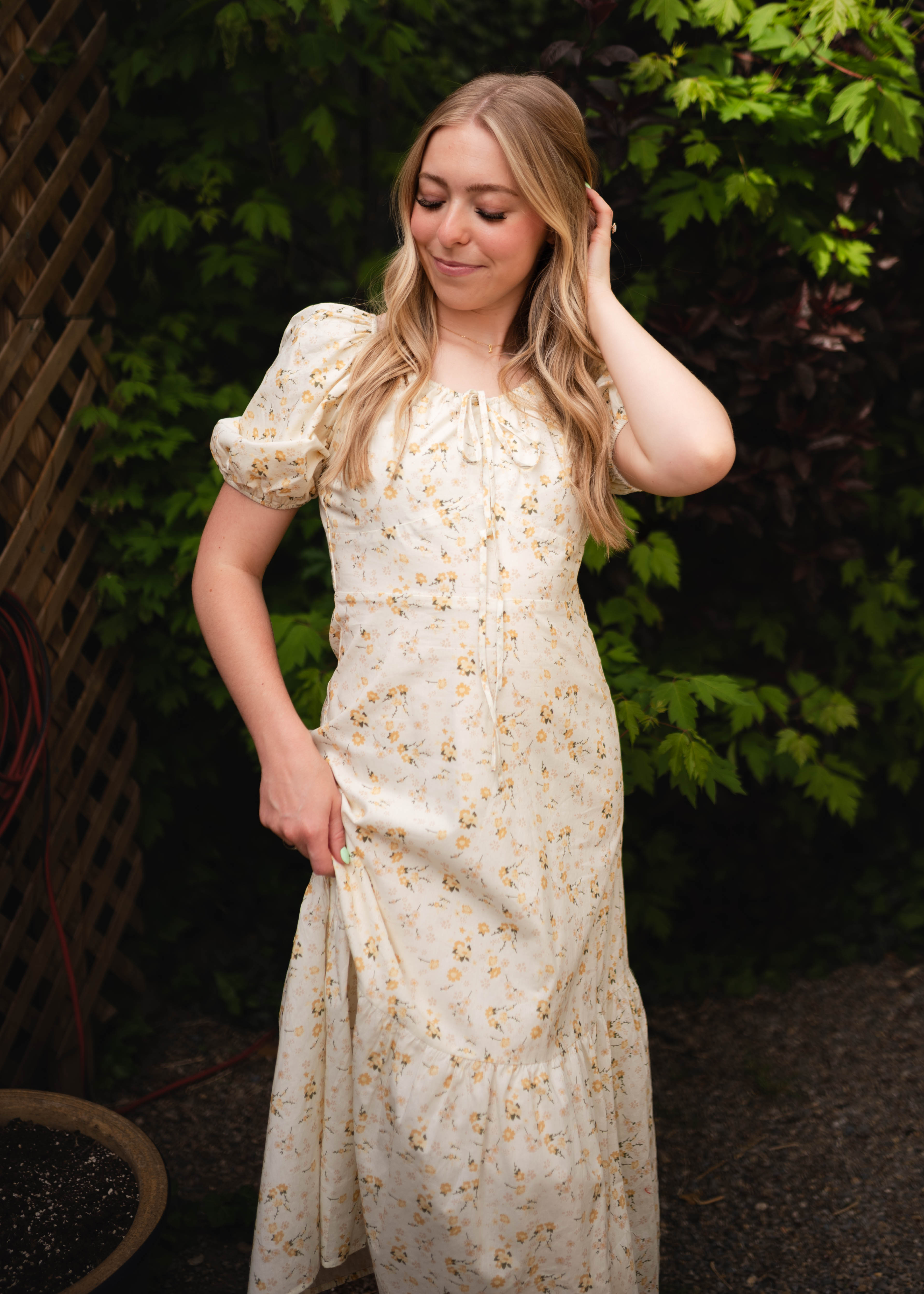 Haley Pale Yellow Floral Dress