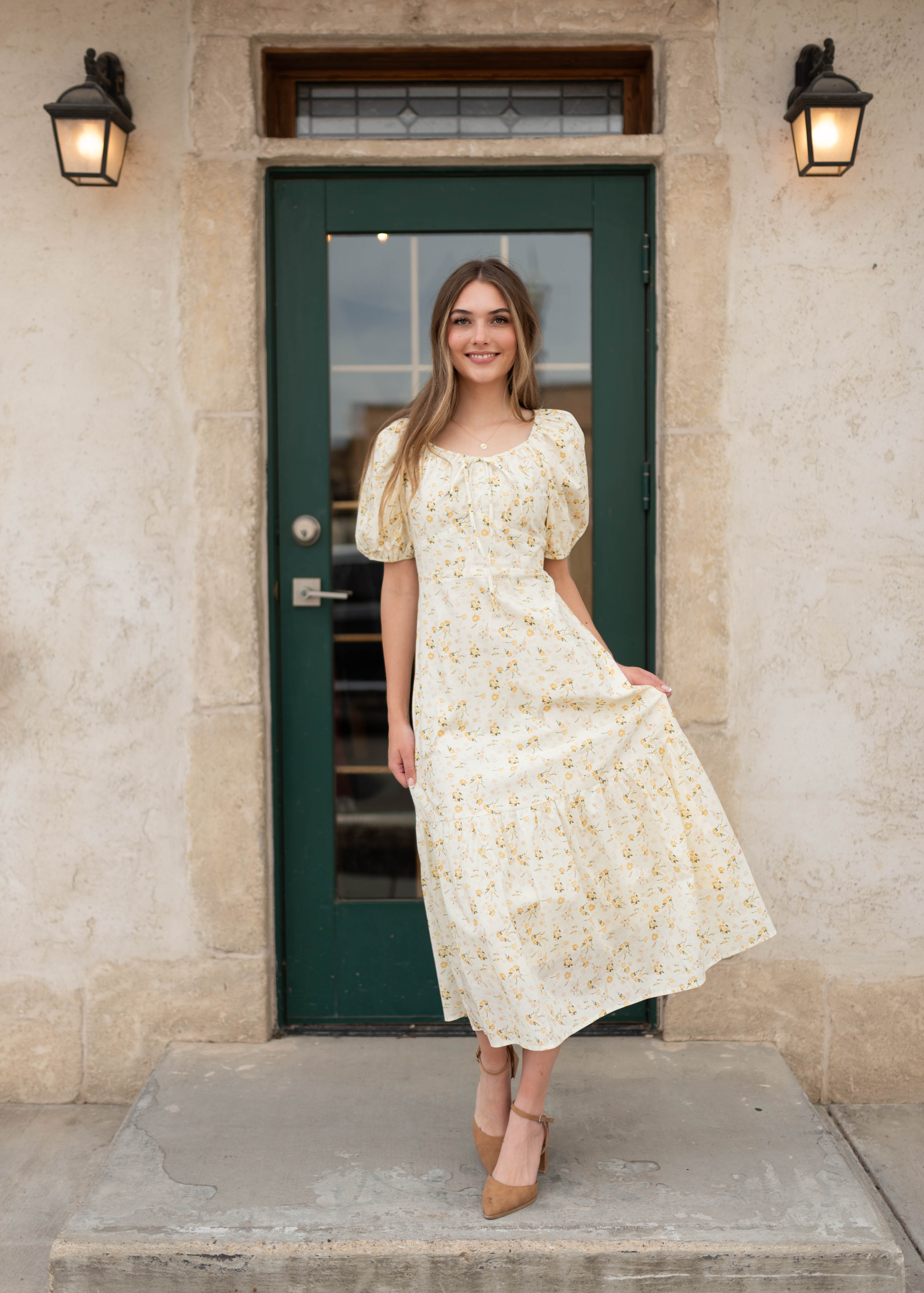 Haley Pale Yellow Floral Dress