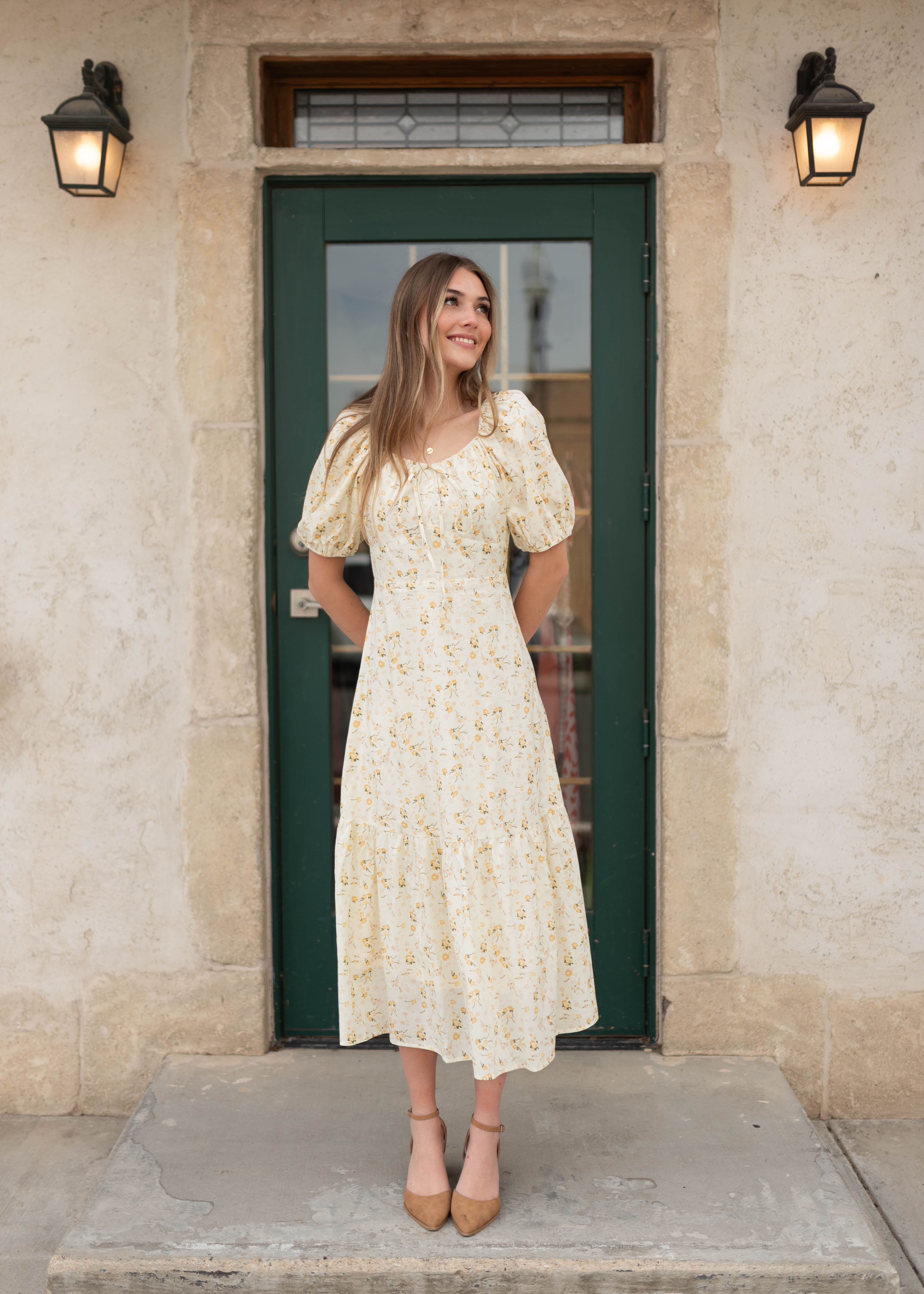 Haley Pale Yellow Floral Dress