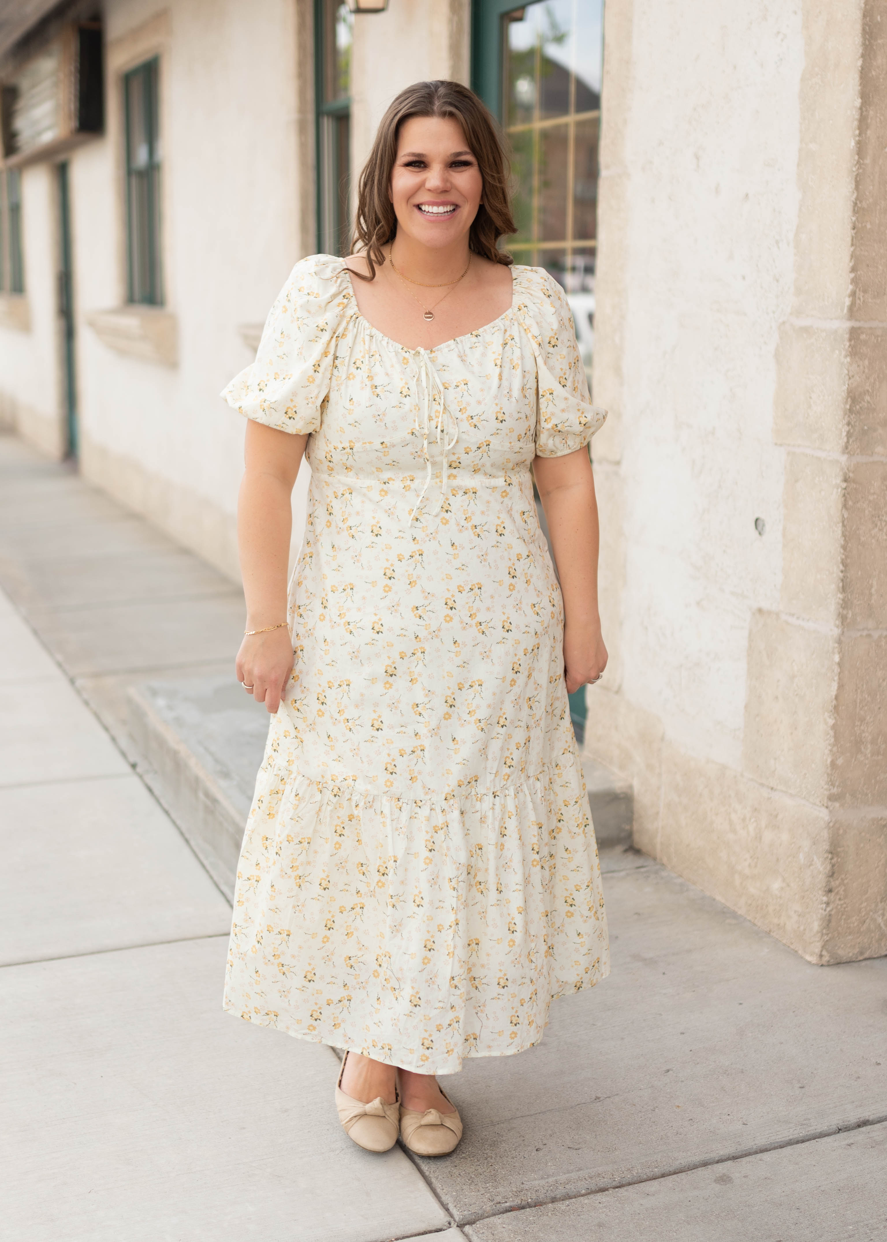 Haley Pale Yellow Floral Dress