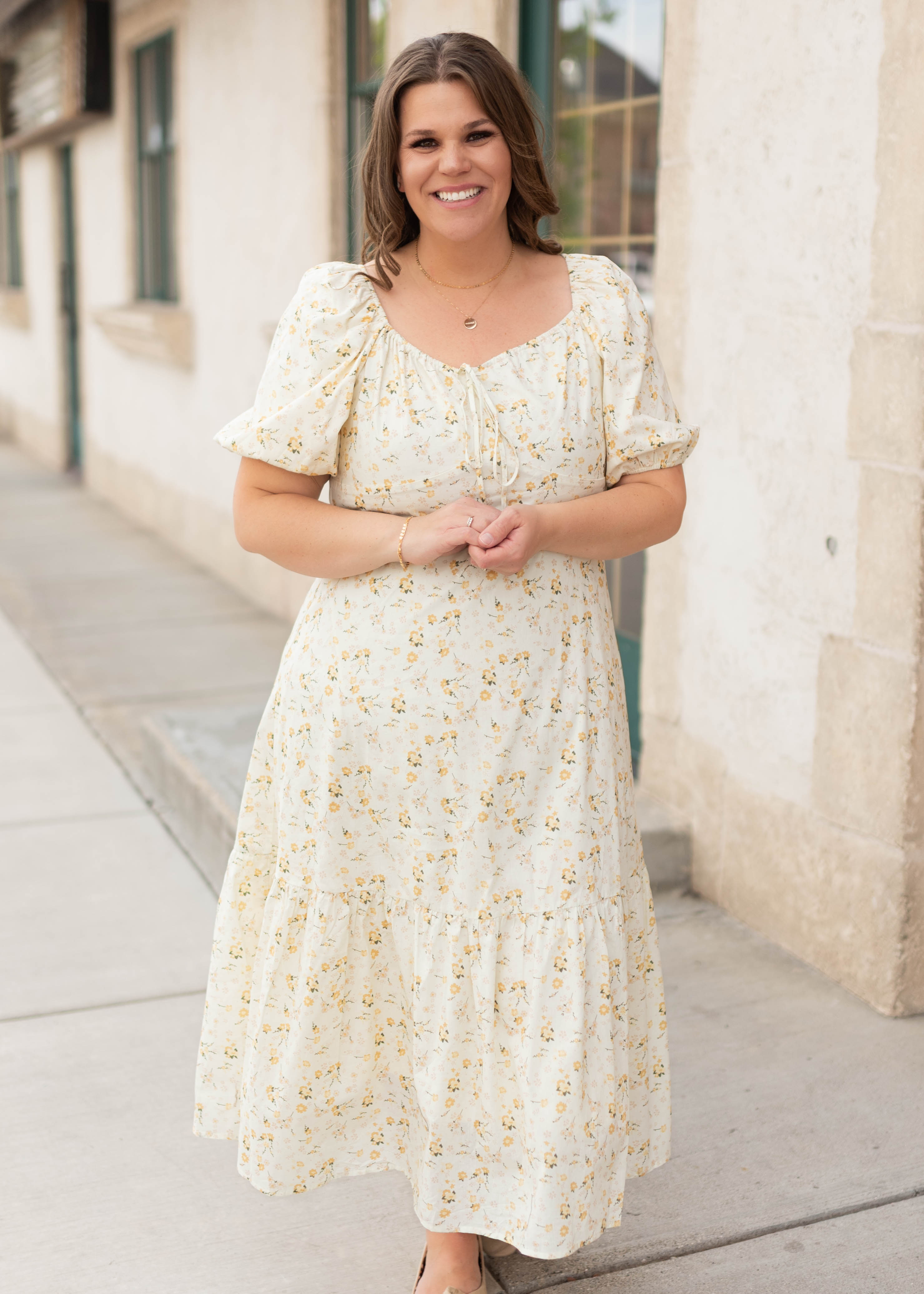 Haley Pale Yellow Floral Dress