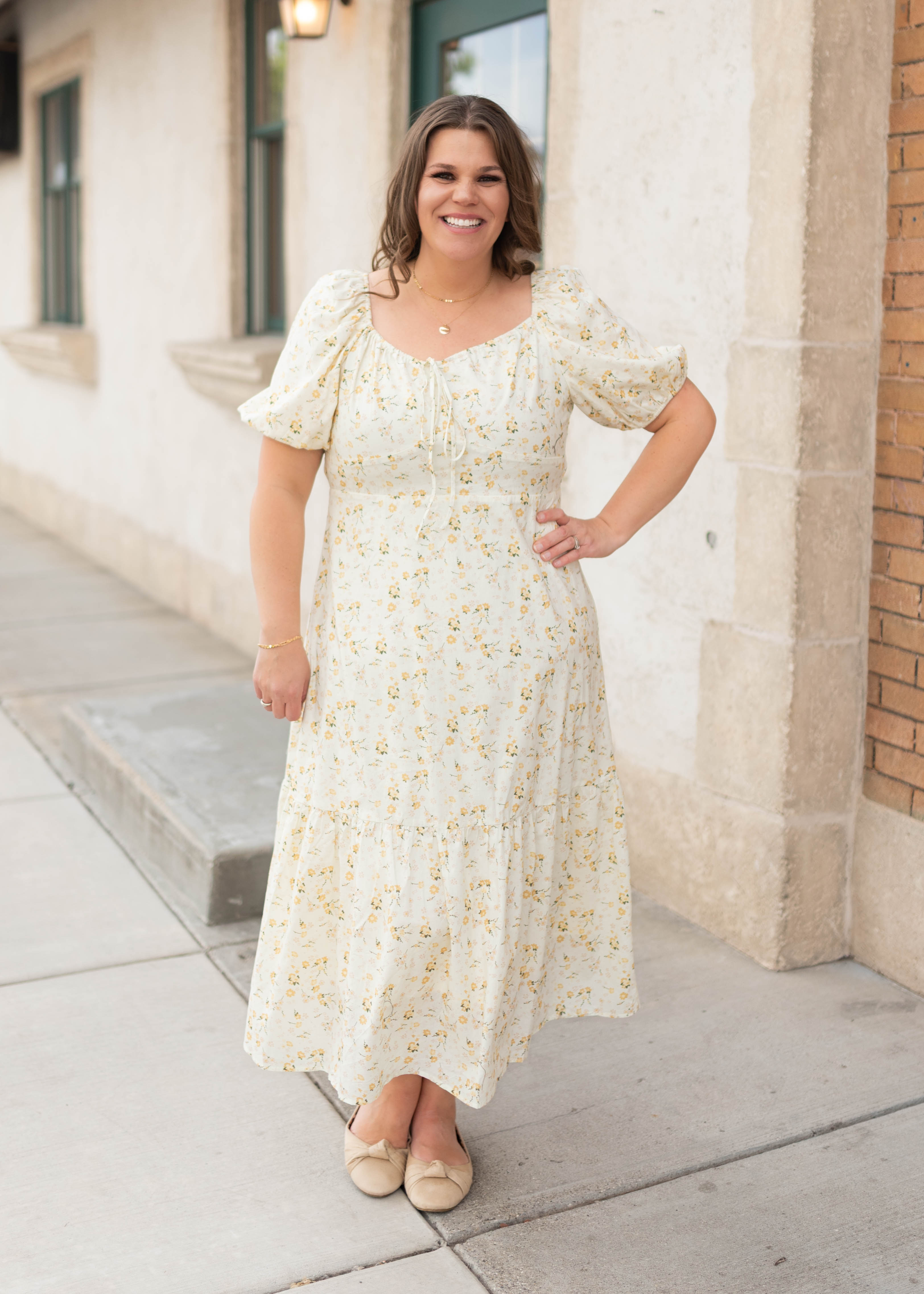 Haley Pale Yellow Floral Dress