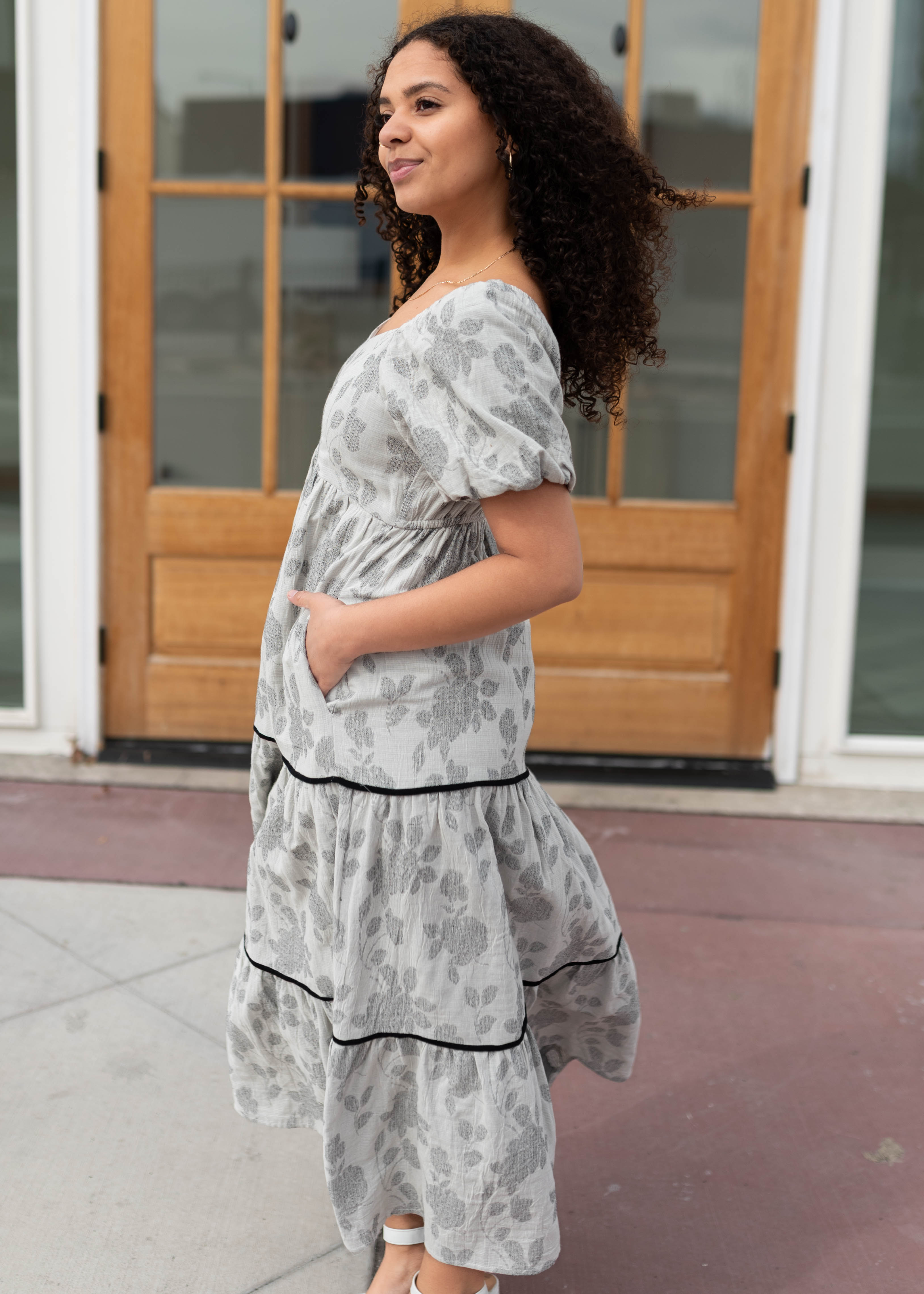Halle Grey Floral Dress