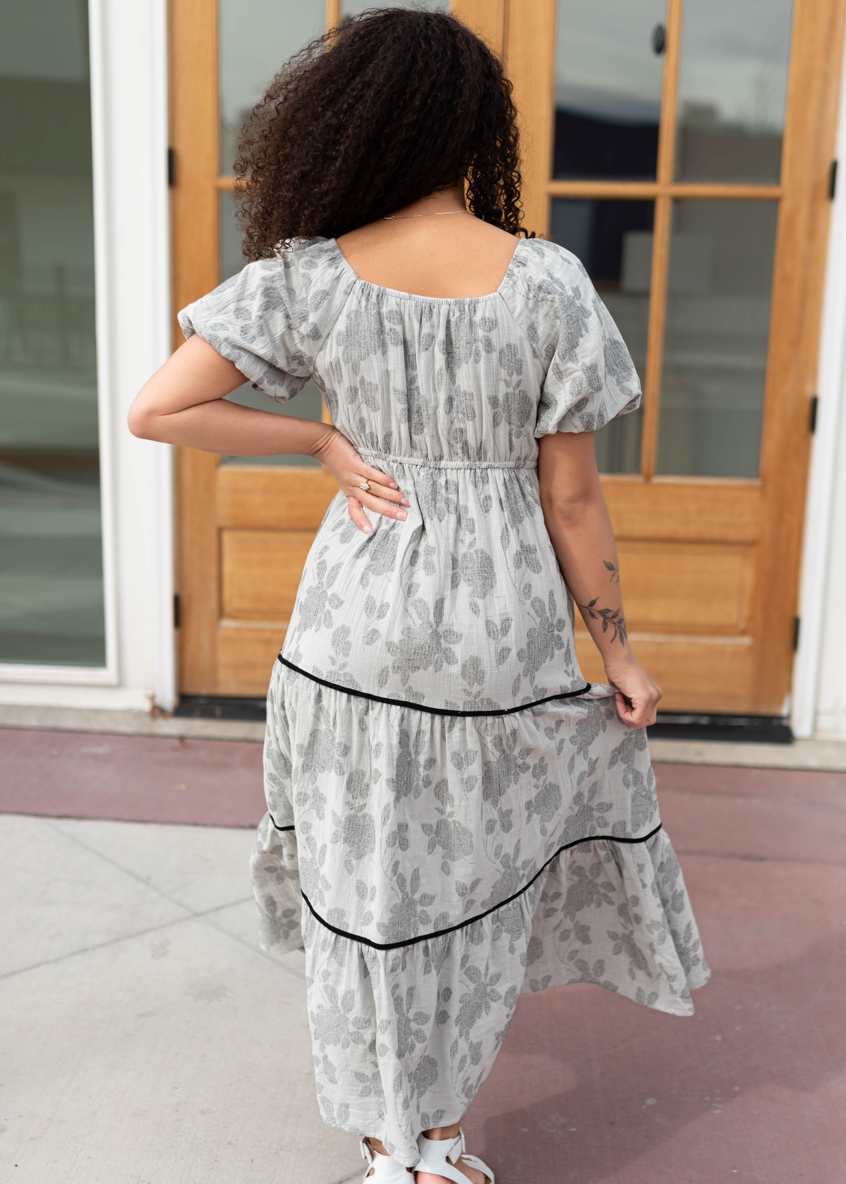 Halle Grey Floral Dress