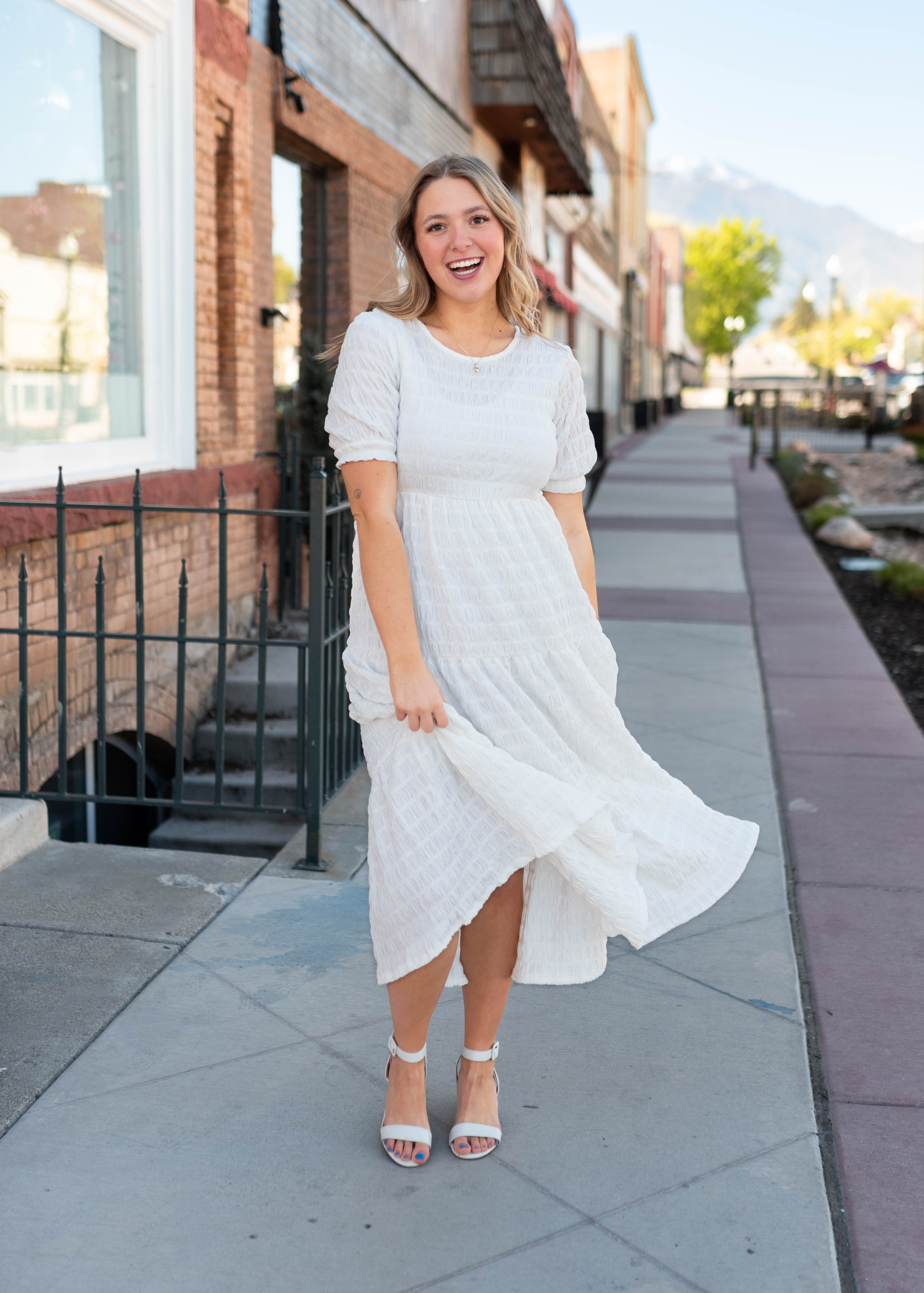 Hallie White Textured Dress