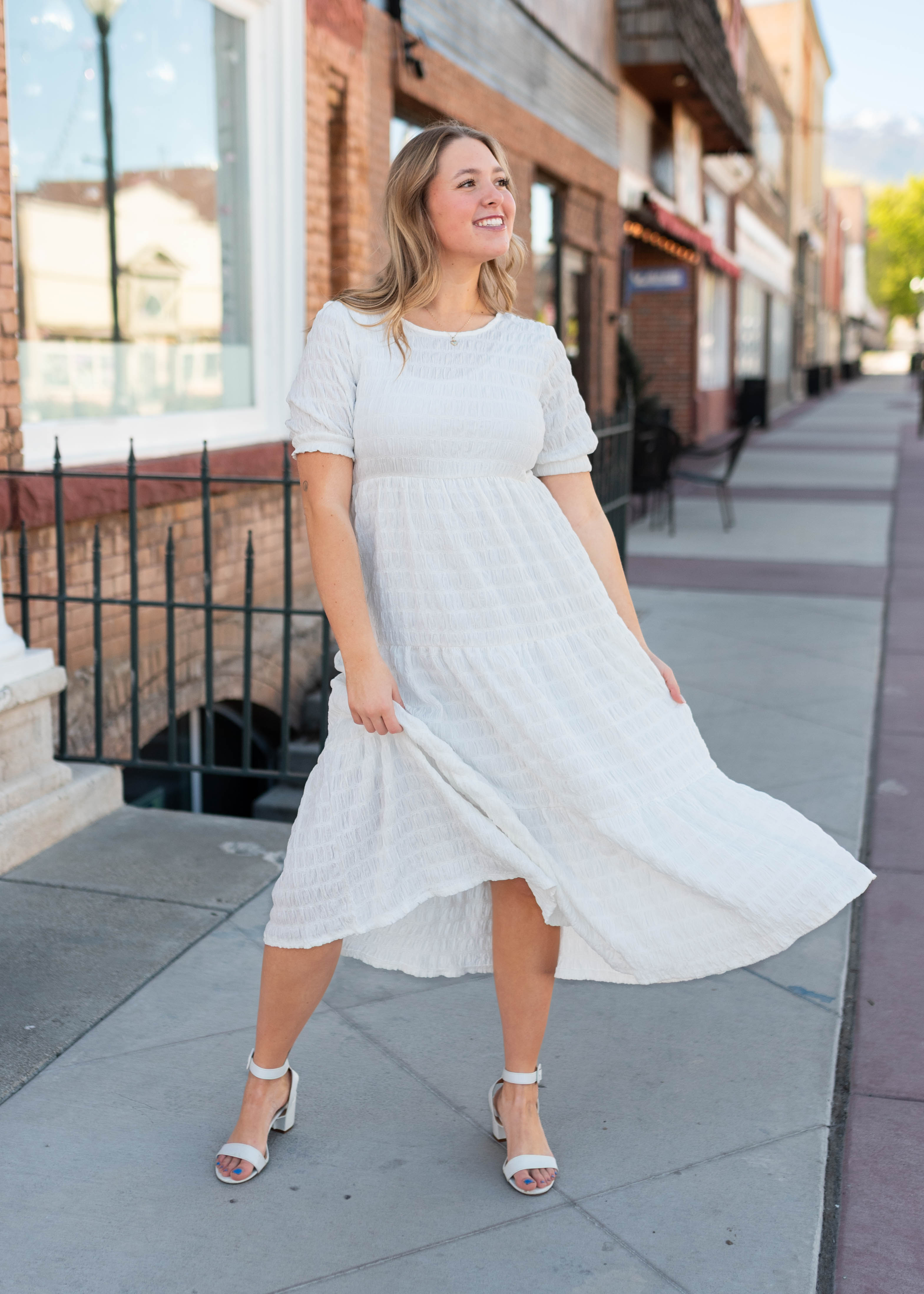 Hallie White Textured Dress