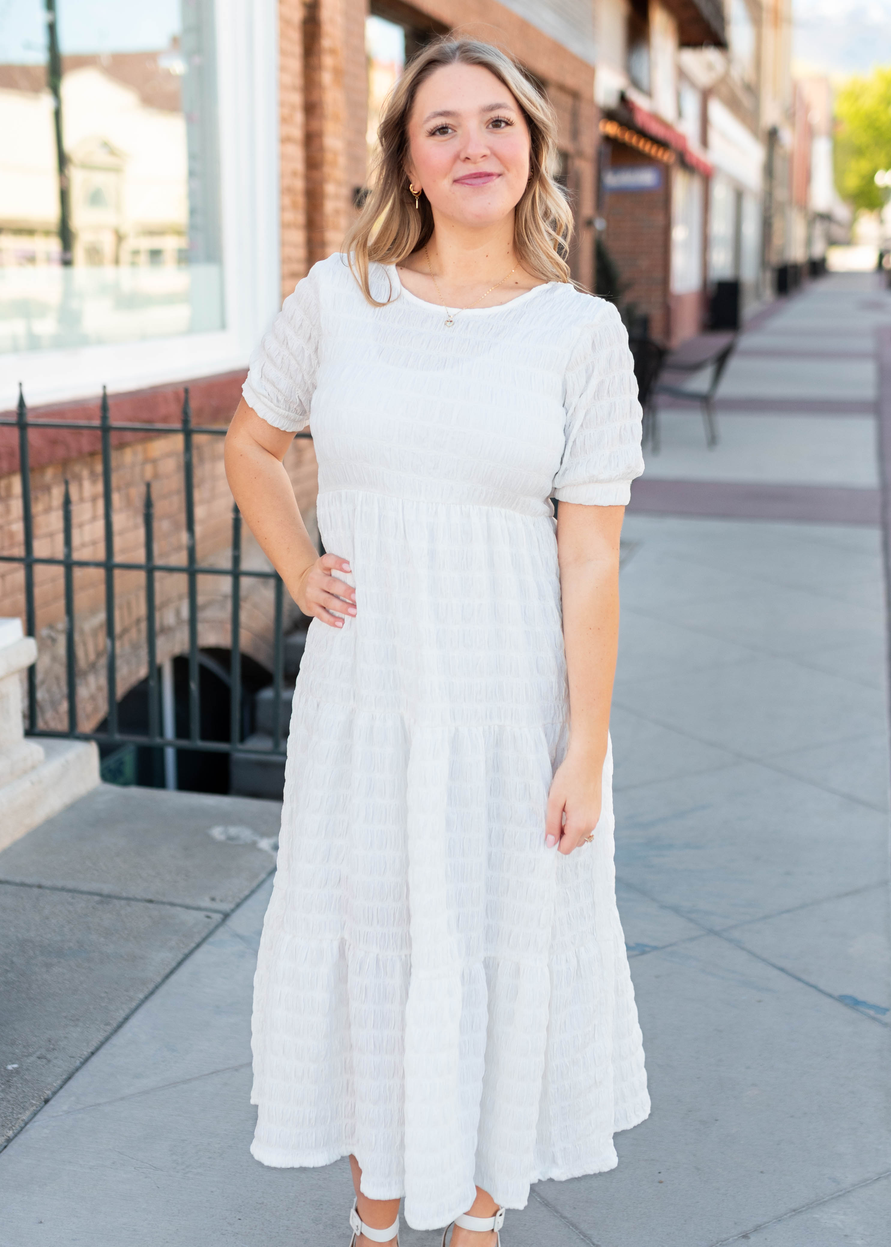 Hallie White Textured Dress