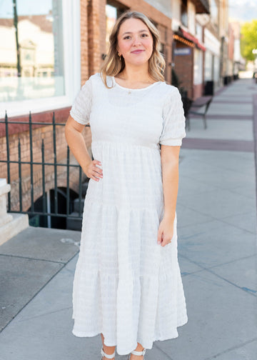 Hallie White Textured Dress